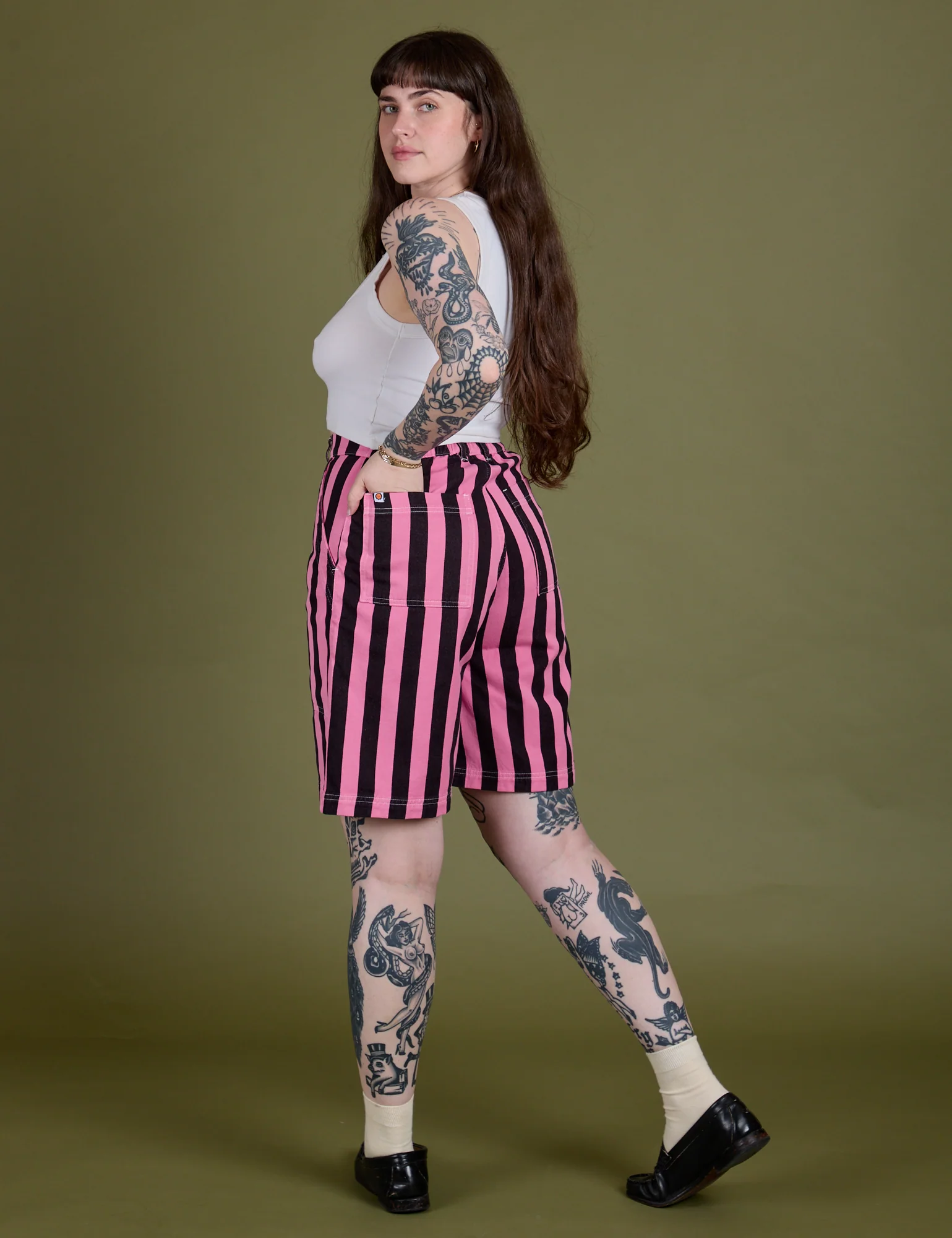 Longline Work Shorts - Bubblegum Pink - Image 24