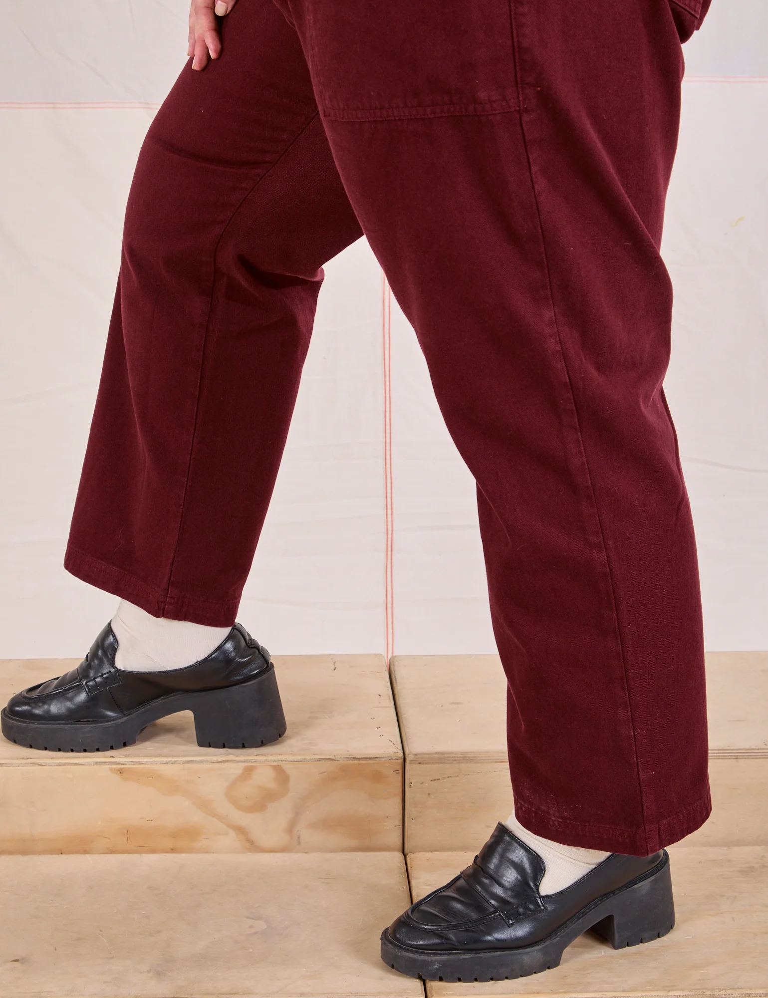 Mid-Rise Work Pants - Red Wine - Image 19