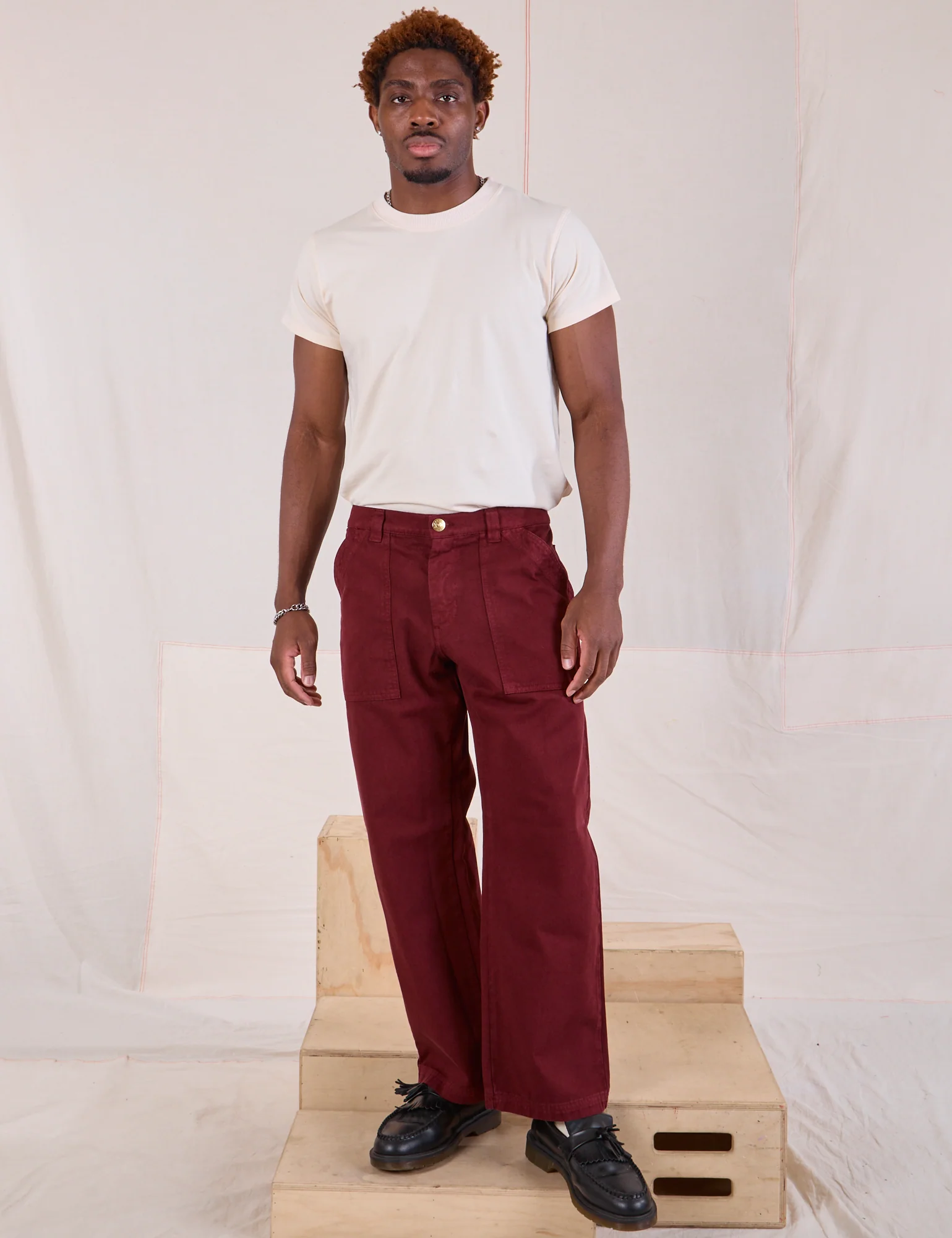 Mid-Rise Work Pants - Red Wine - Image 23