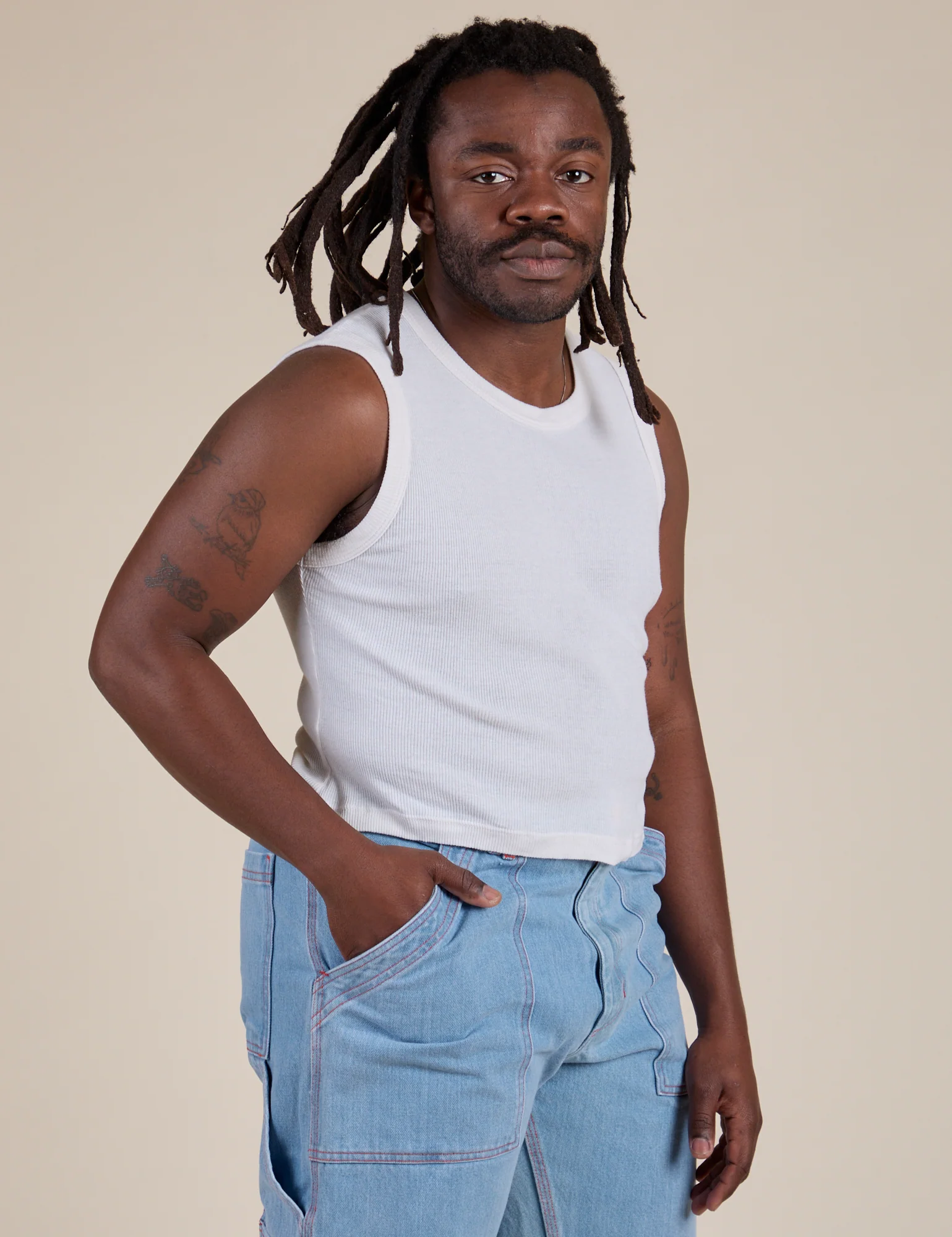 Muscle Tee - Vintage Tee White - Image 28