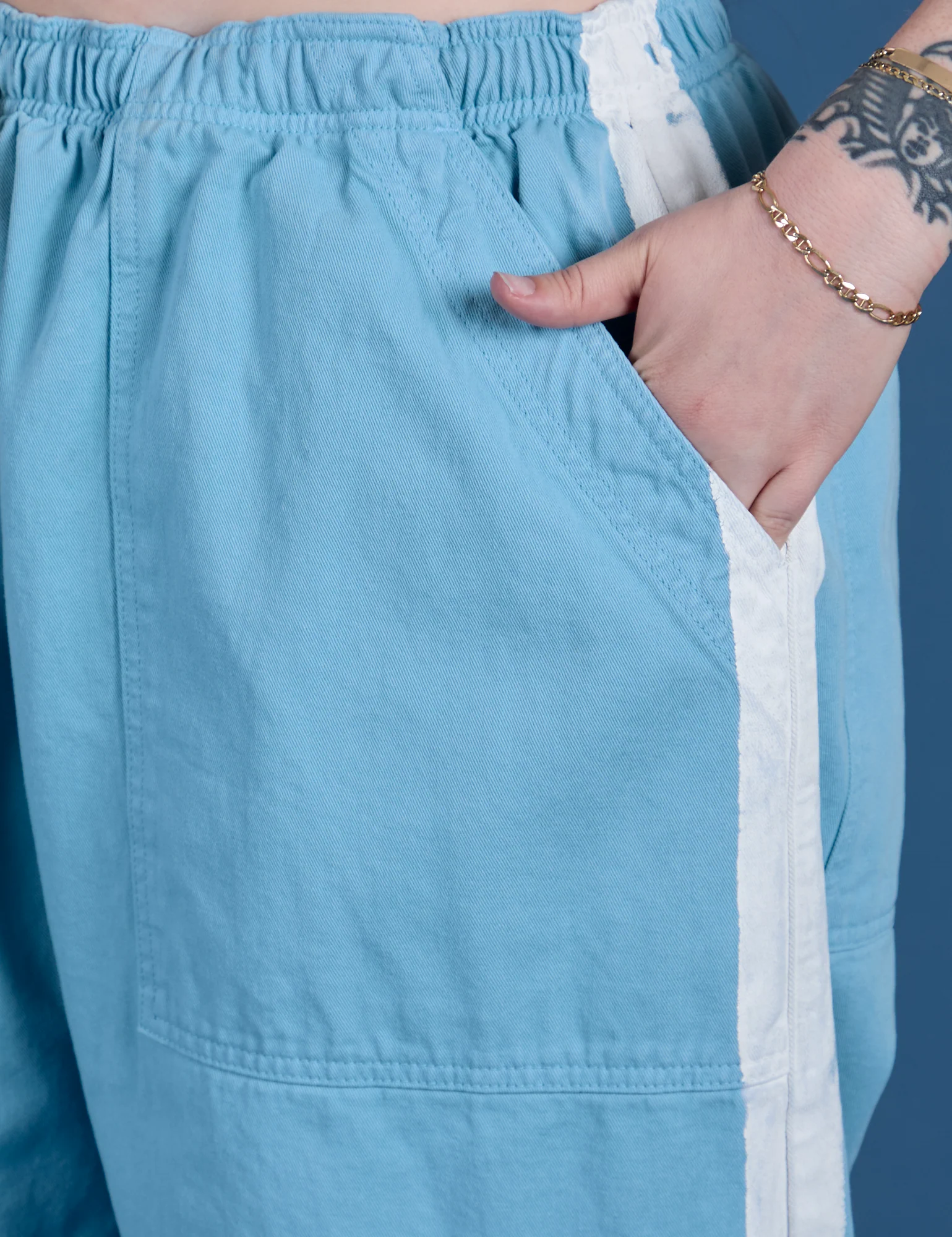 Painted Drop Pocket Cargo Pants - Baby Blue - Image 16