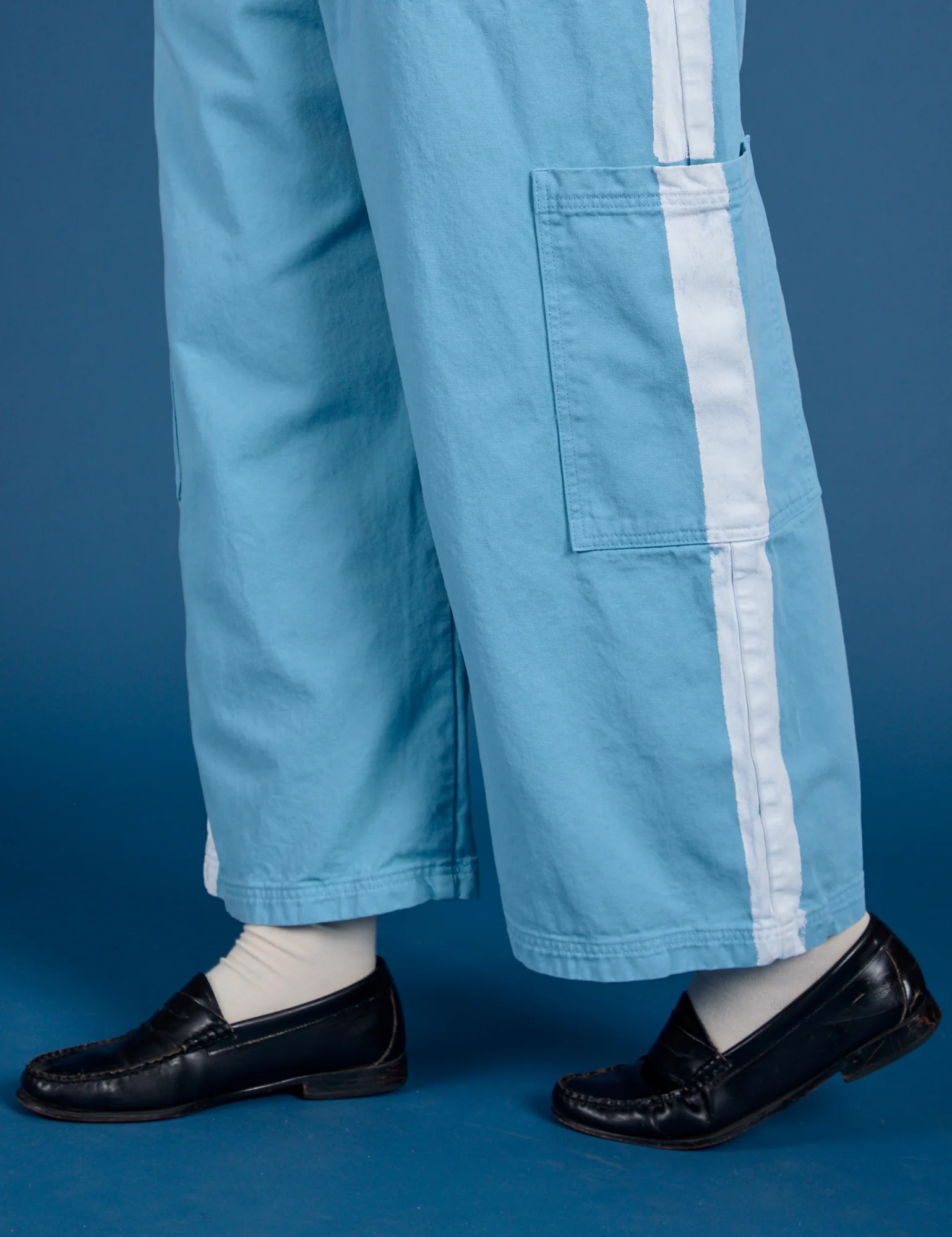 Painted Drop Pocket Cargo Pants - Baby Blue - Image 18
