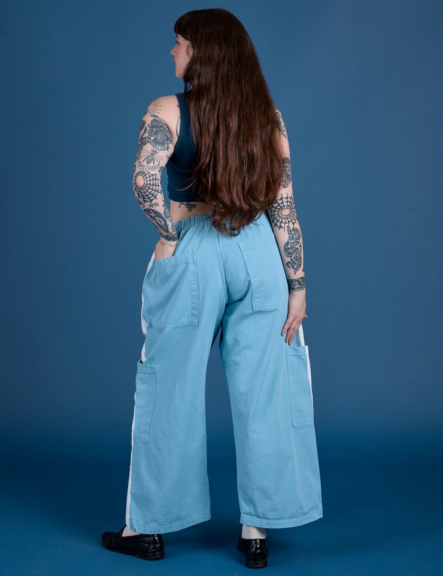 Painted Drop Pocket Cargo Pants - Baby Blue - Image 19