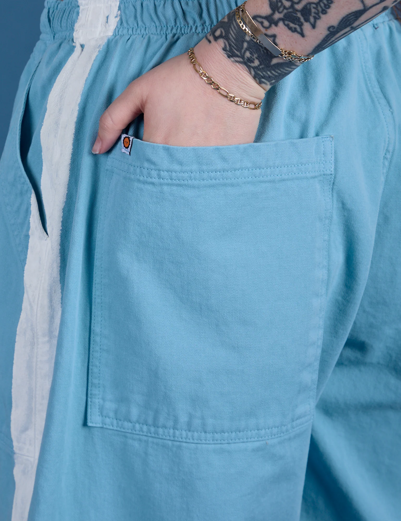Painted Drop Pocket Cargo Pants - Baby Blue - Image 20
