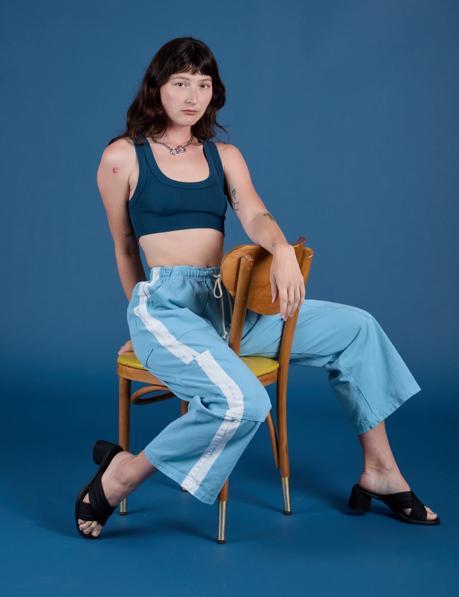 Painted Drop Pocket Cargo Pants - Baby Blue - Image 9
