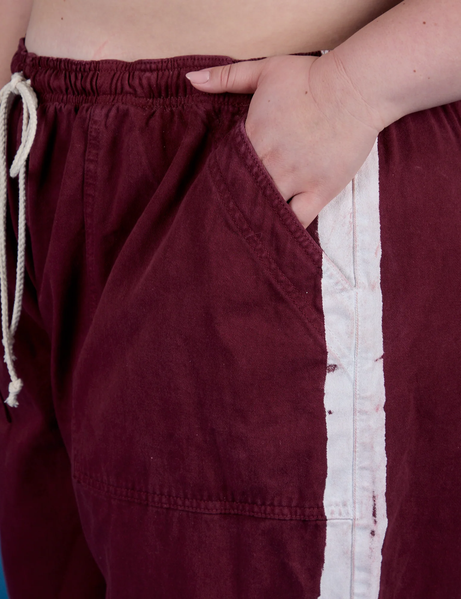 Painted Drop Pocket Cargo Pants - Red Wine - Image 13