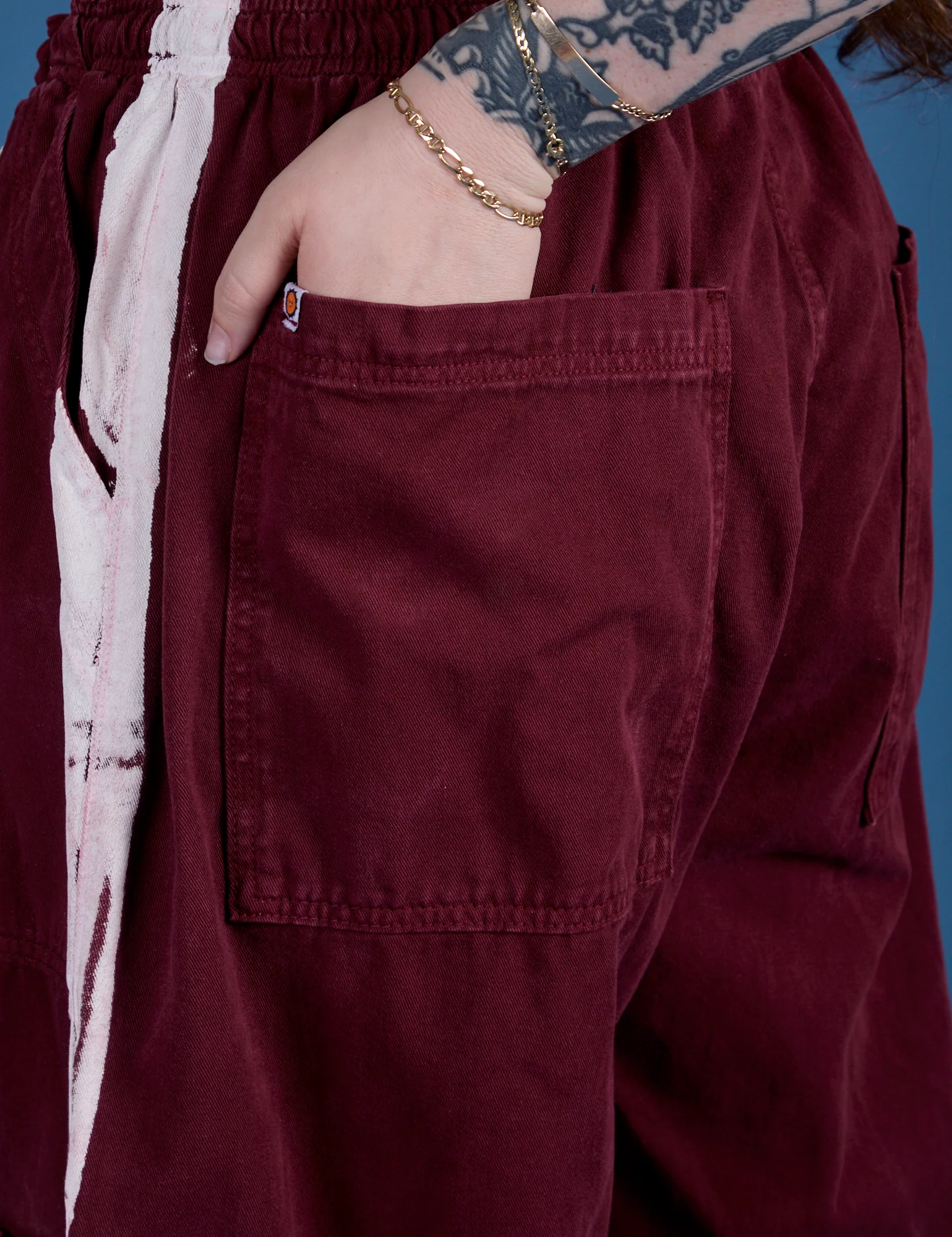 Painted Drop Pocket Cargo Pants - Red Wine - Image 20