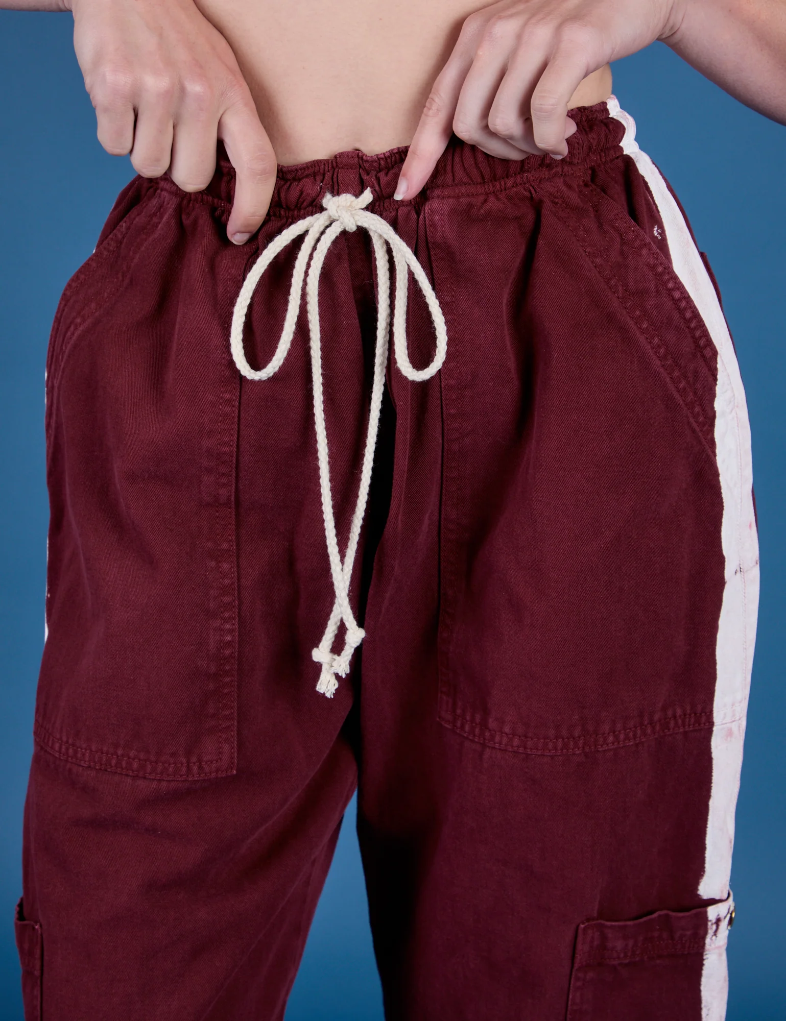 Painted Drop Pocket Cargo Pants - Red Wine - Image 4