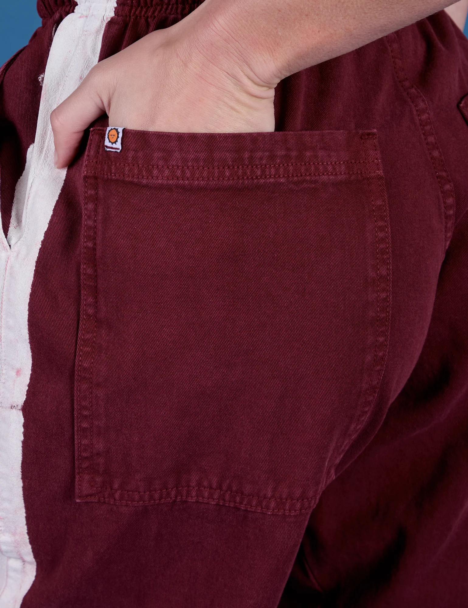 Painted Drop Pocket Cargo Pants - Red Wine - Image 7