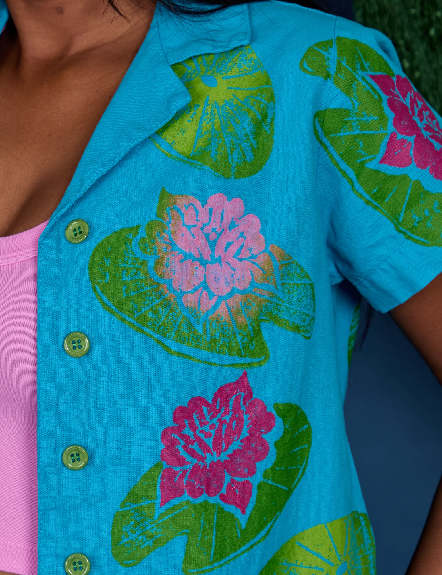 Paintstamped Pantry Button-Up - Lilypad - Image 12
