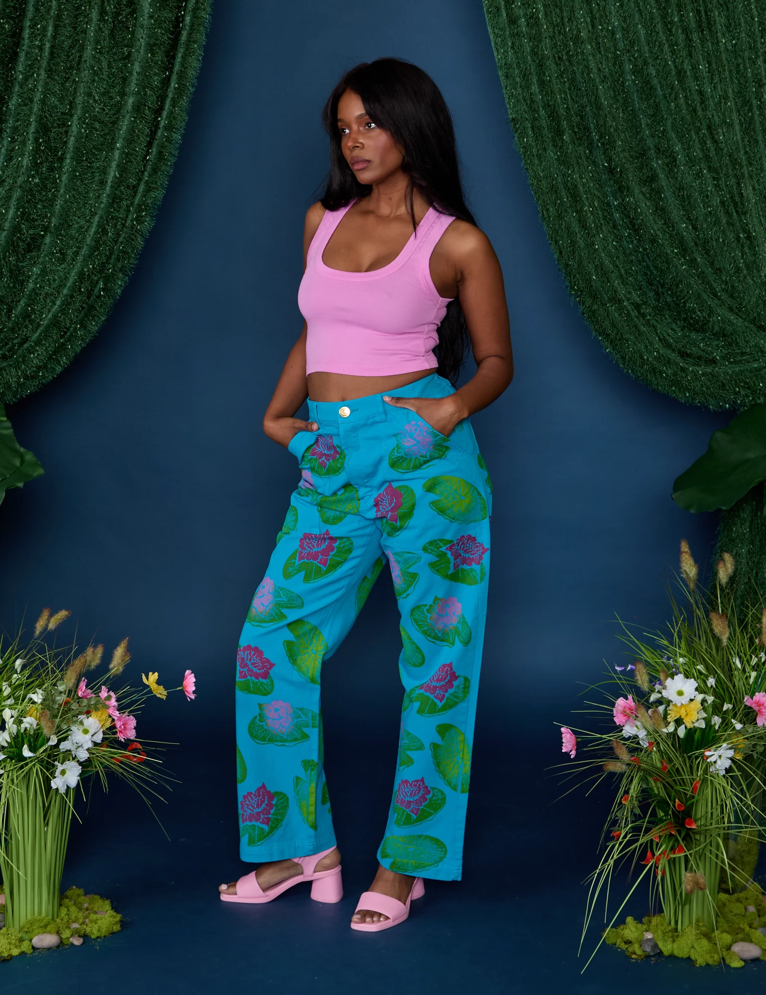 Paintstamped Work Pants - Lilypad - Image 3