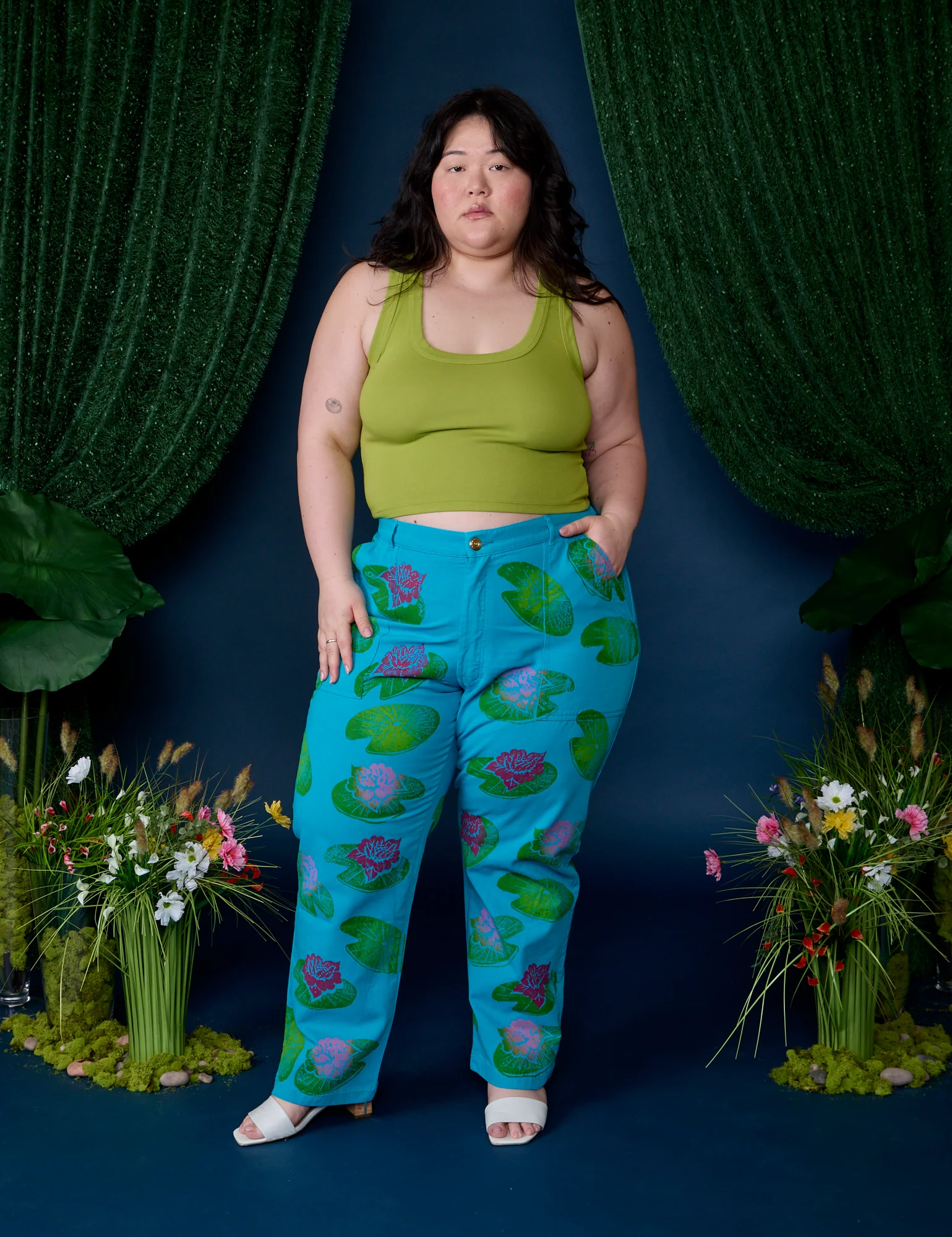 Paintstamped Work Pants - Lilypad - Image 9
