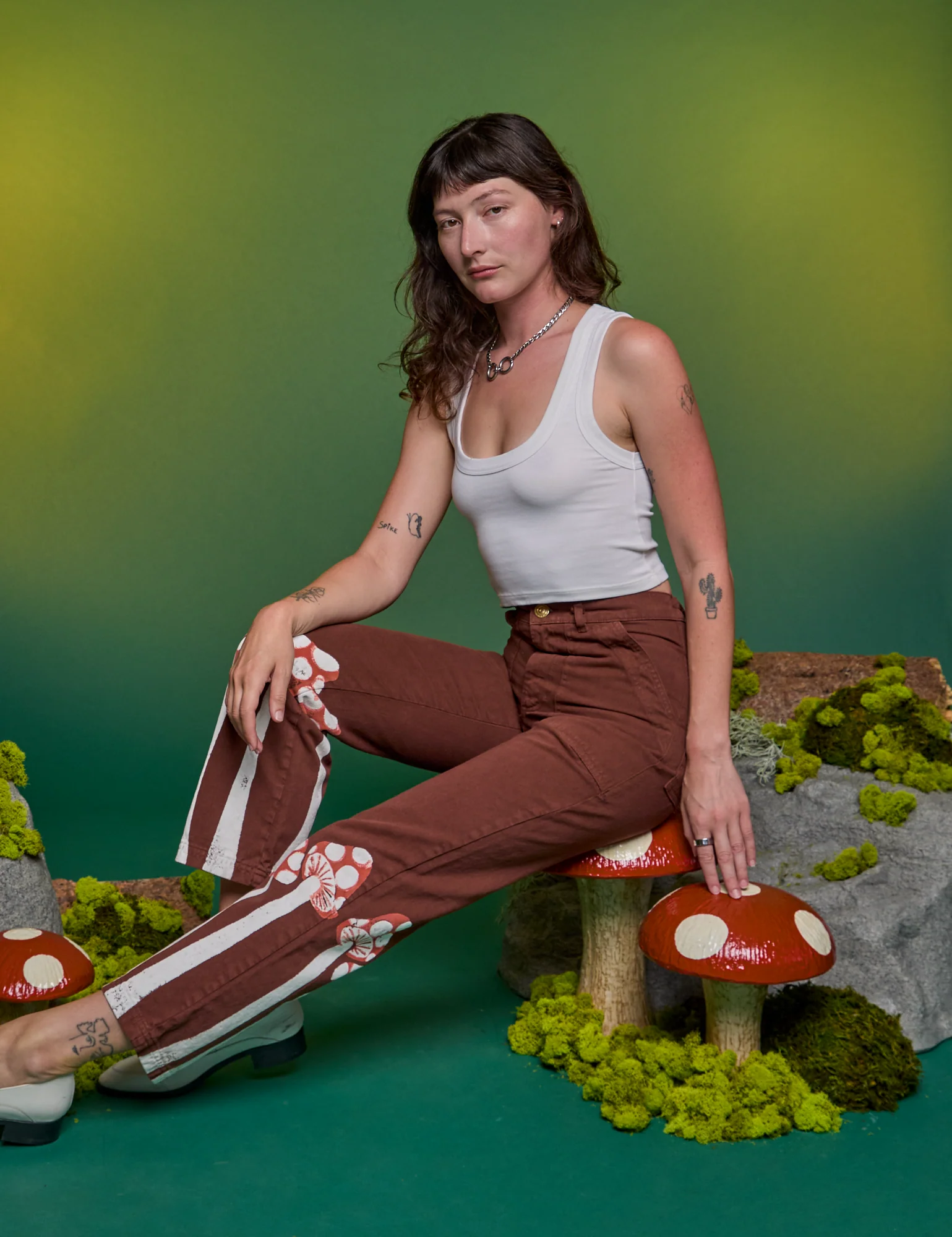 Paintstamped Work Pants - Mushroom *FINAL SALE* - Image 10