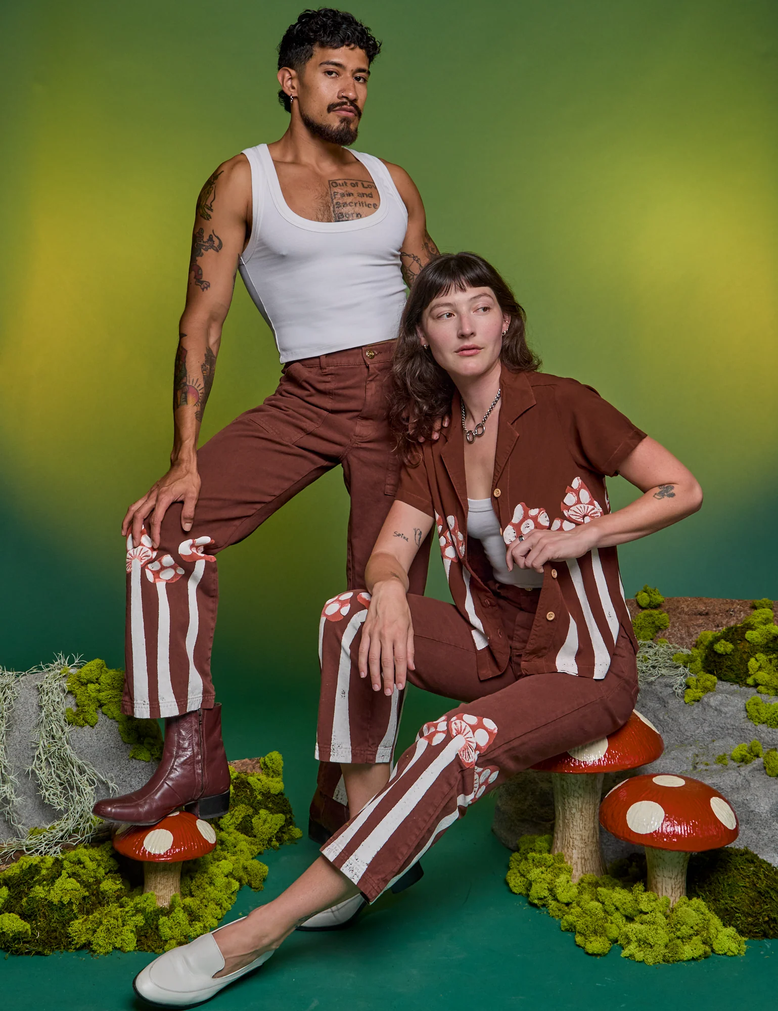 Paintstamped Work Pants - Mushroom *FINAL SALE* - Image 11