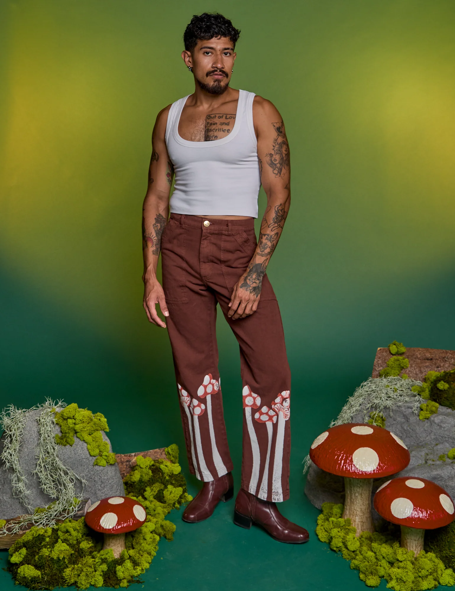 Paintstamped Work Pants - Mushroom *FINAL SALE* - Image 12