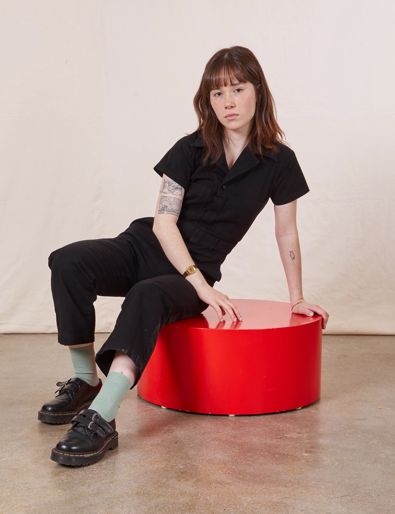 Petite Short Sleeve Jumpsuit - Basic Black - Image 10