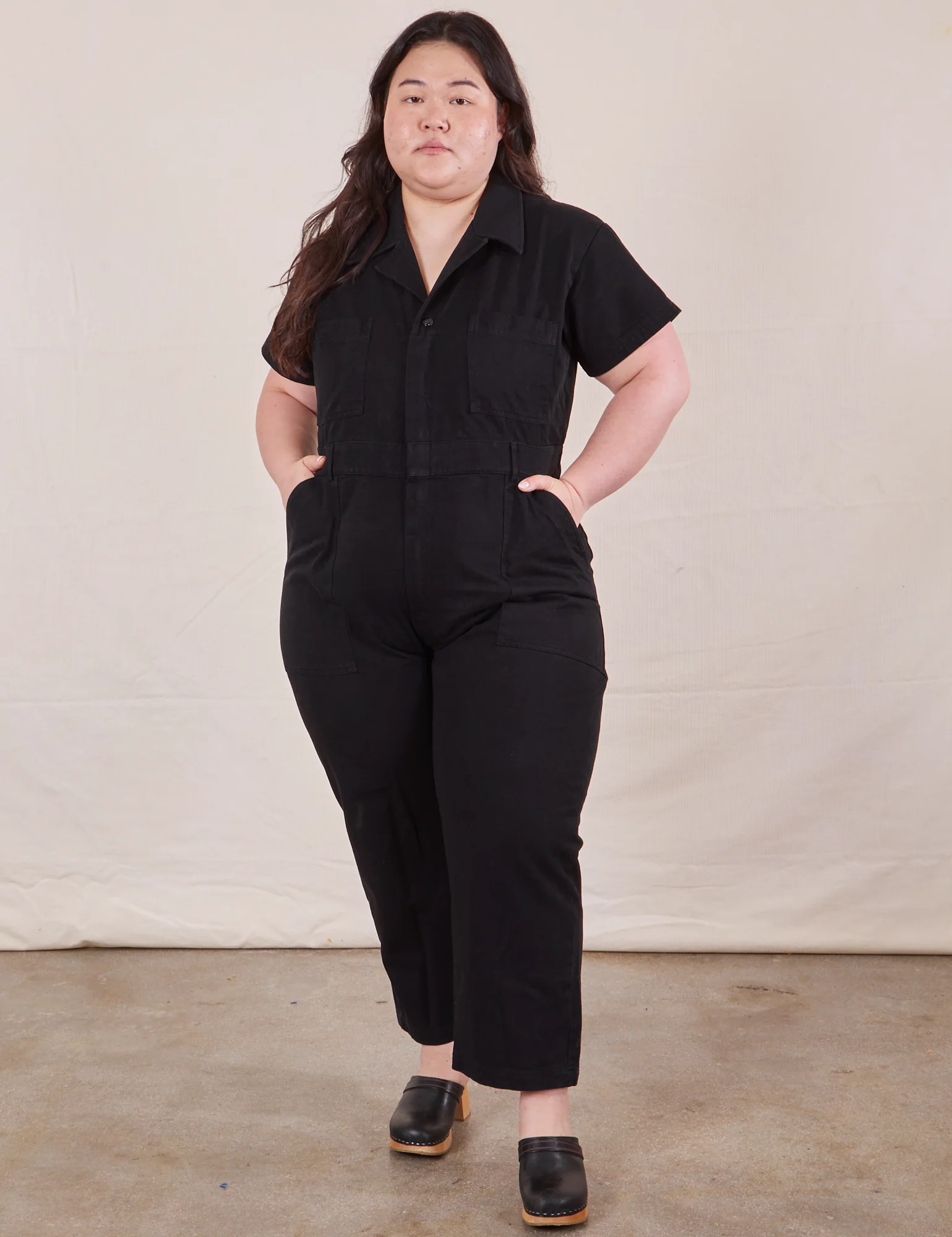 Petite Short Sleeve Jumpsuit - Basic Black - Image 13