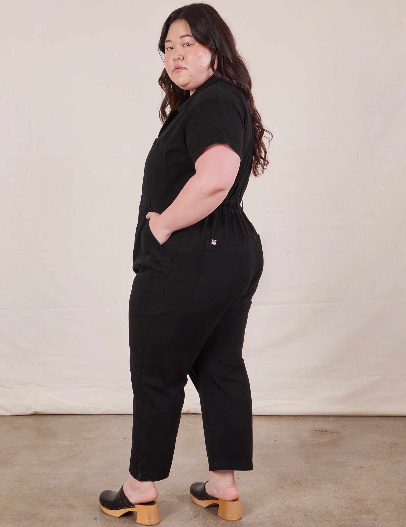 Petite Short Sleeve Jumpsuit - Basic Black - Image 17