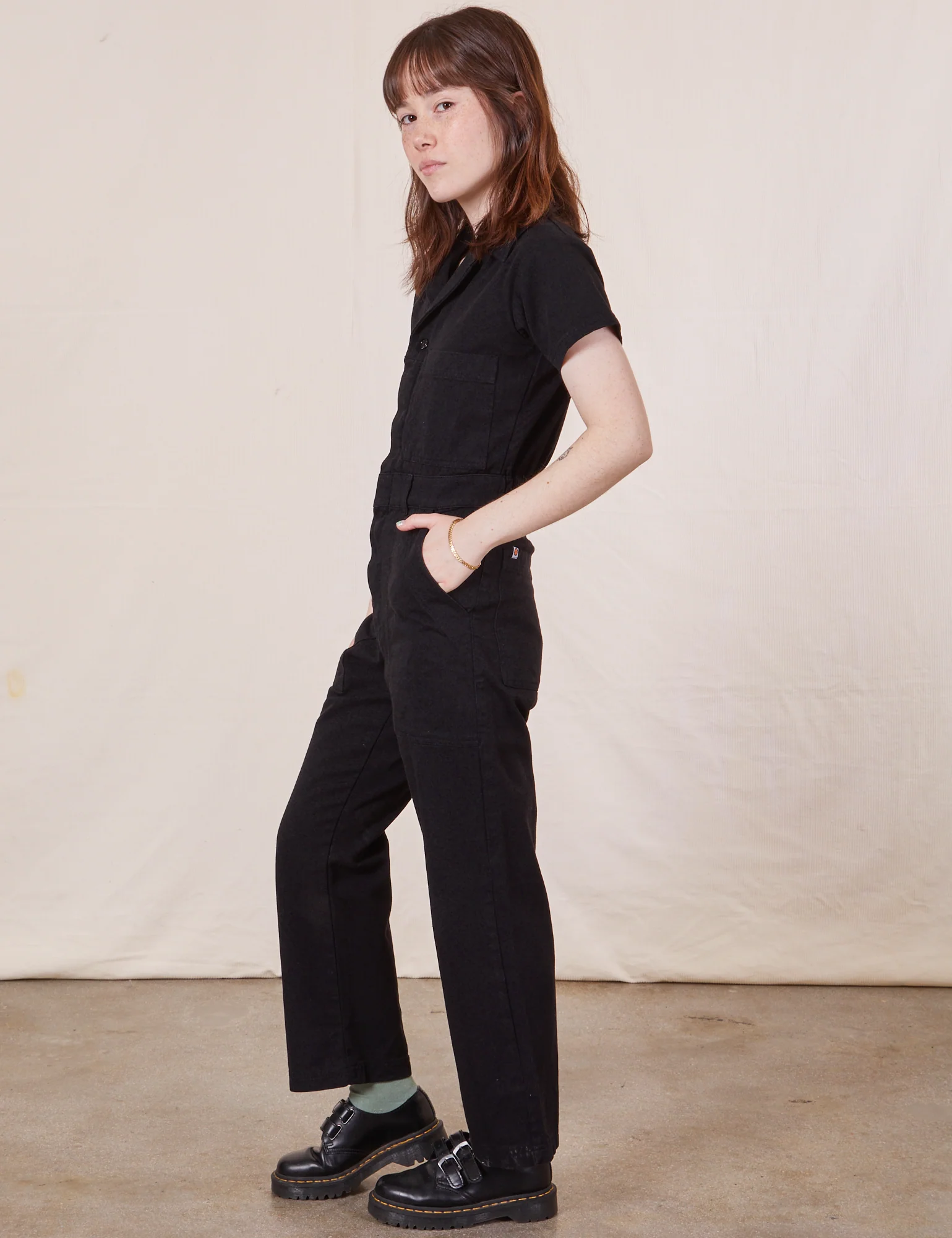 Petite Short Sleeve Jumpsuit - Basic Black - Image 5
