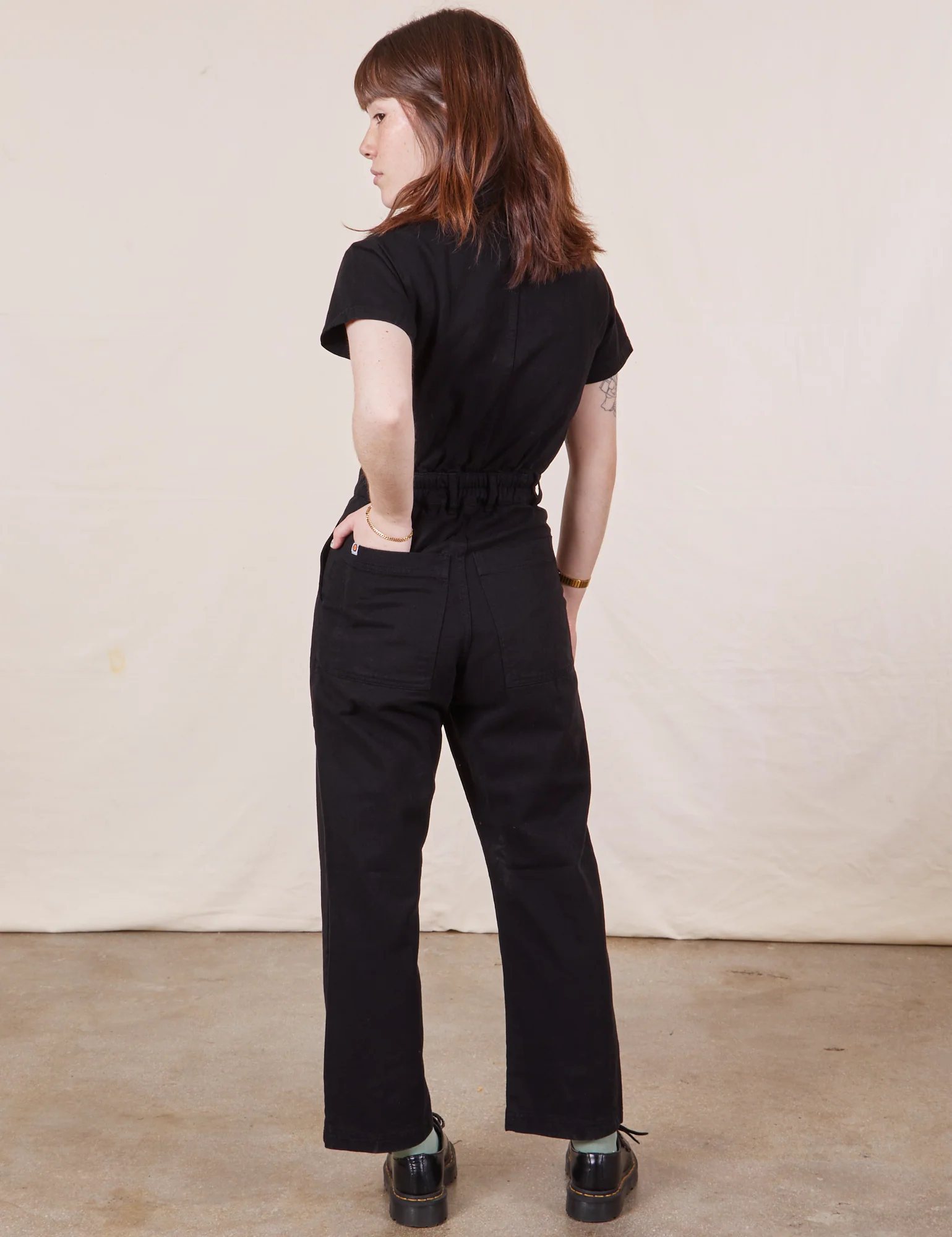 Petite Short Sleeve Jumpsuit - Basic Black - Image 7