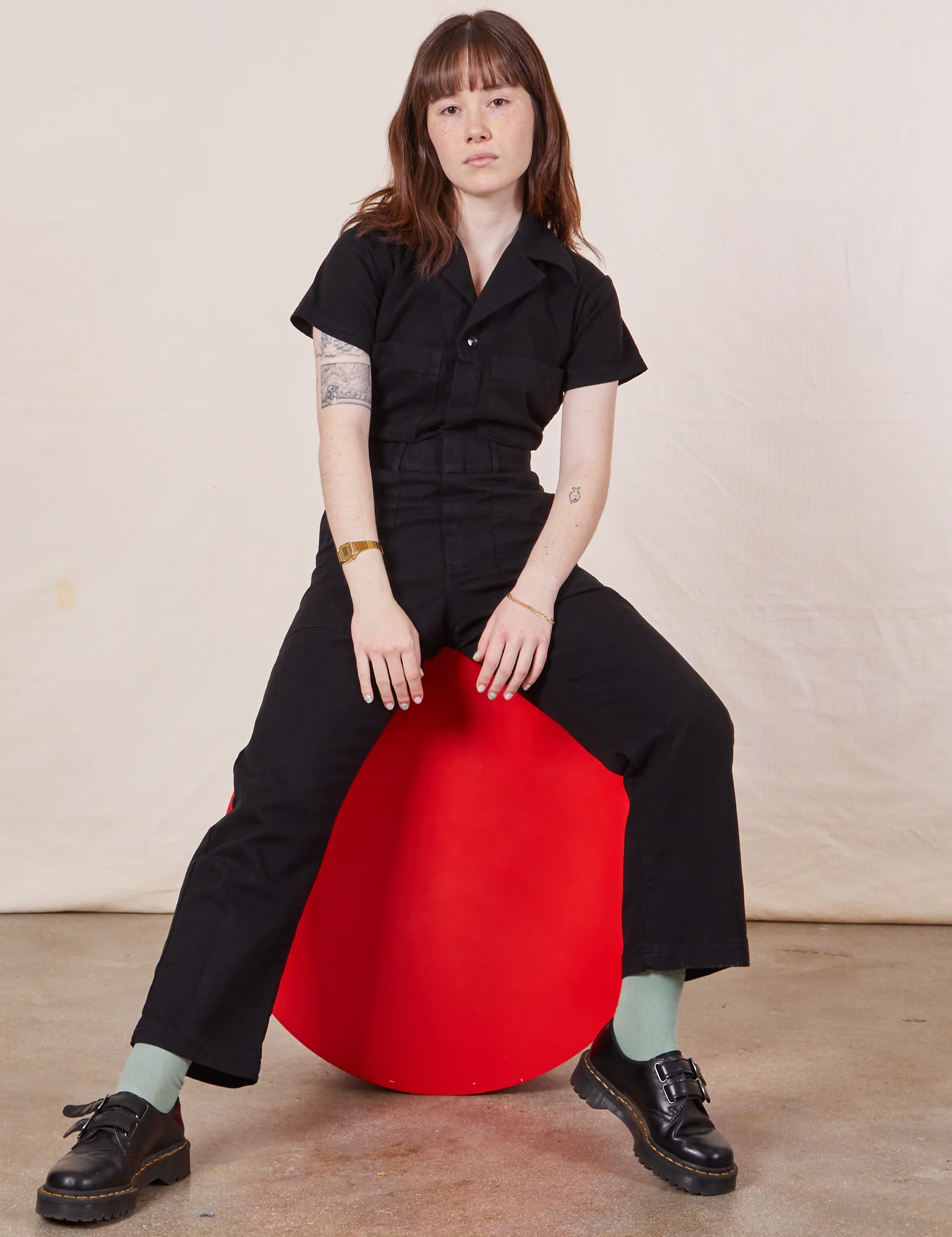 Petite Short Sleeve Jumpsuit - Basic Black - Image 9