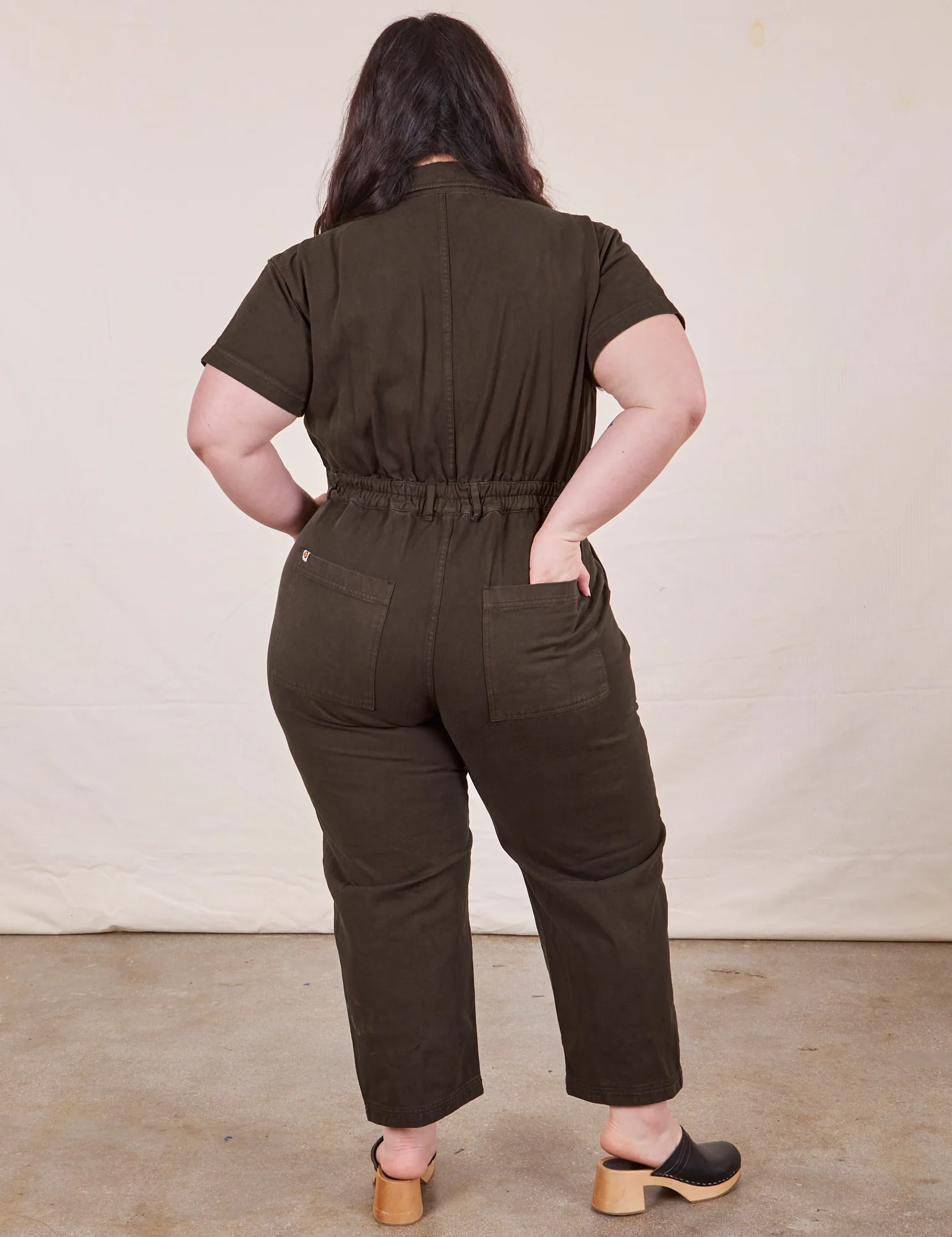 Petite Short Sleeve Jumpsuit - Espresso Brown - Image 9