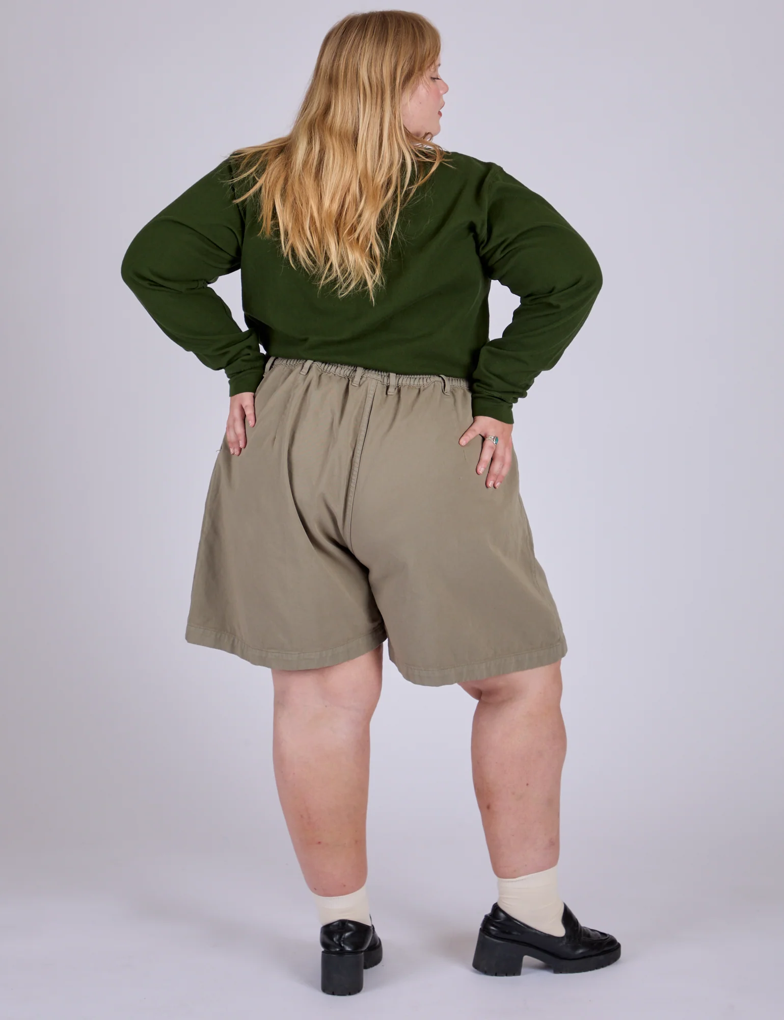 Pleated Trouser Shorts - Khaki Grey - Image 15