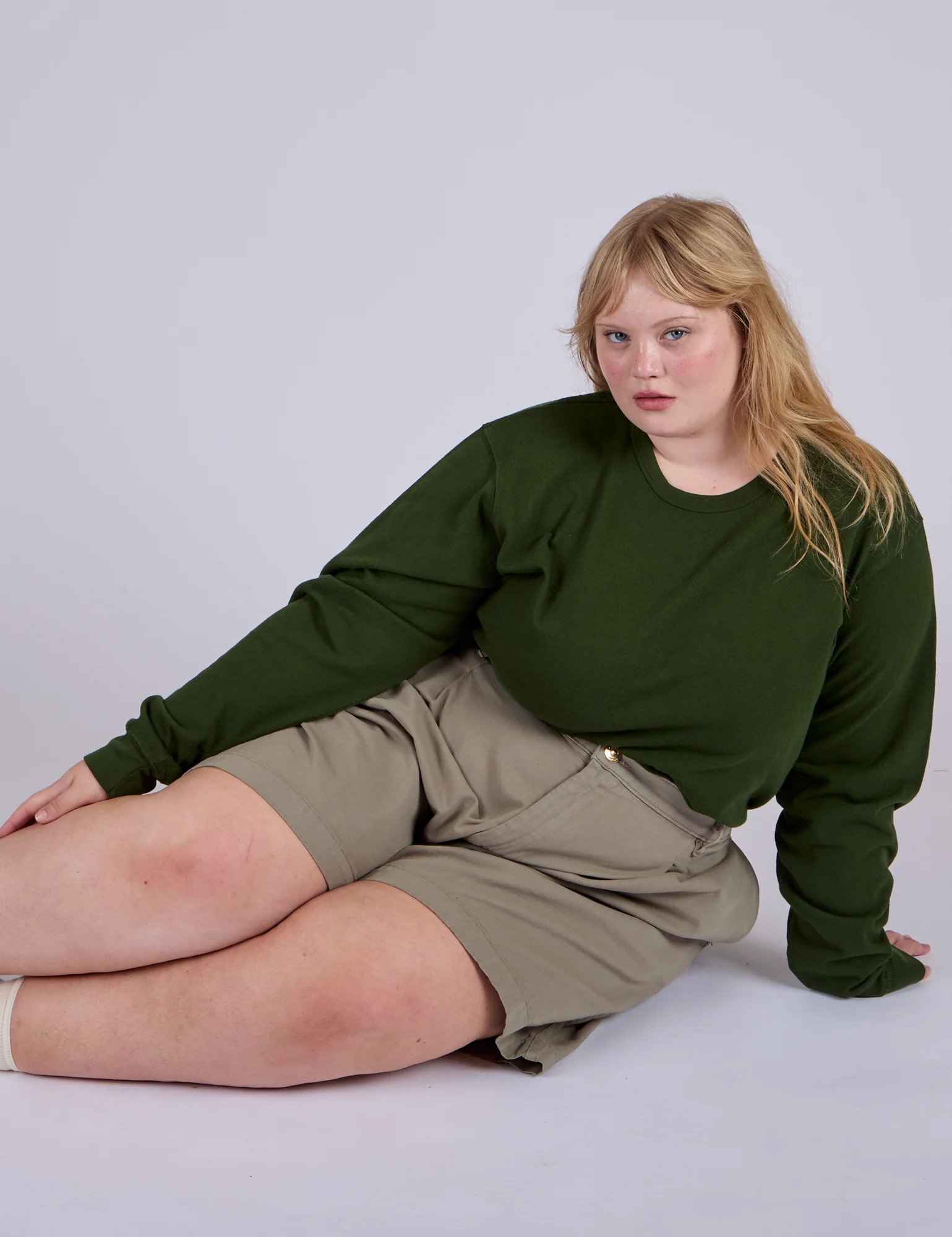Pleated Trouser Shorts - Khaki Grey - Image 16