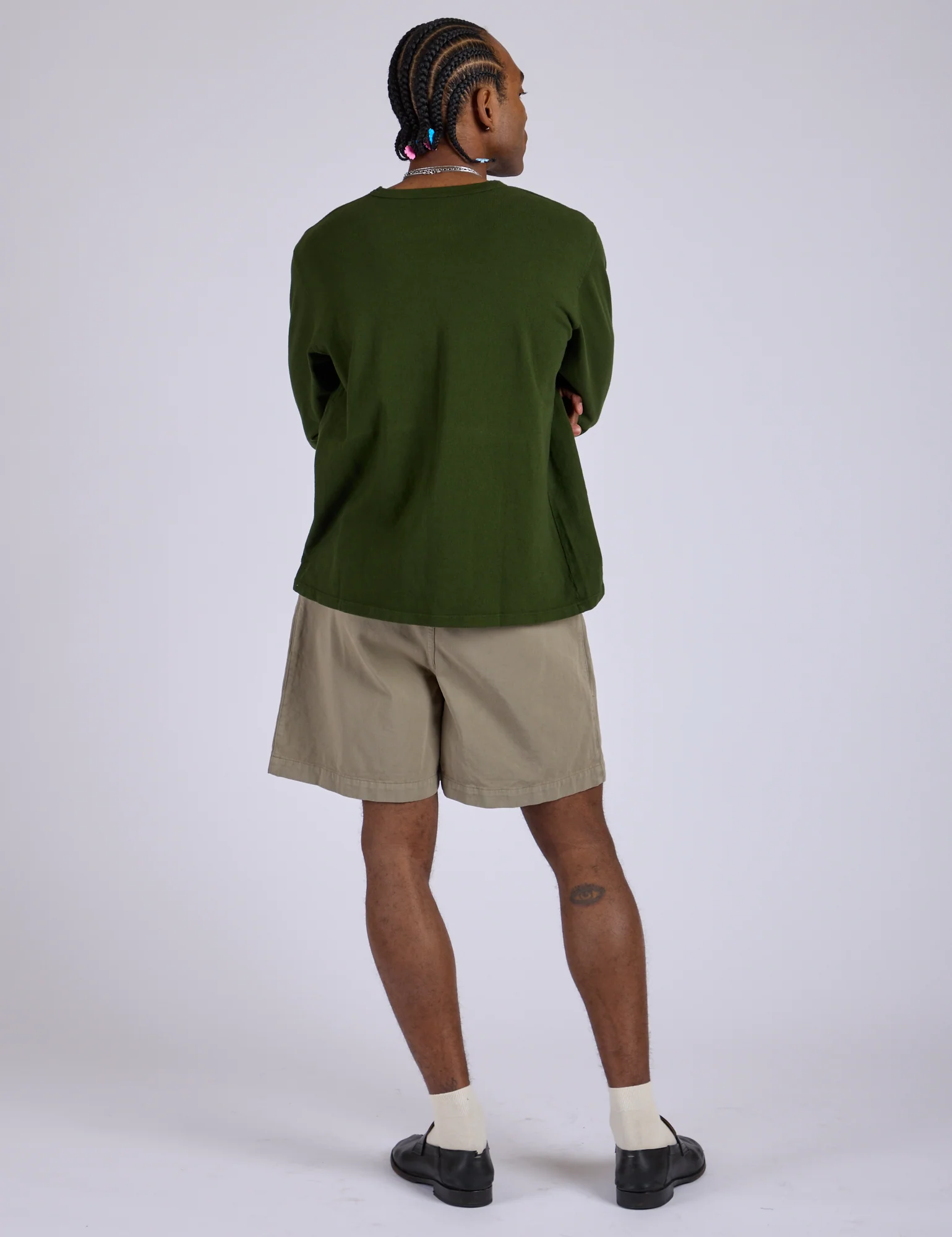 Pleated Trouser Shorts - Khaki Grey - Image 19