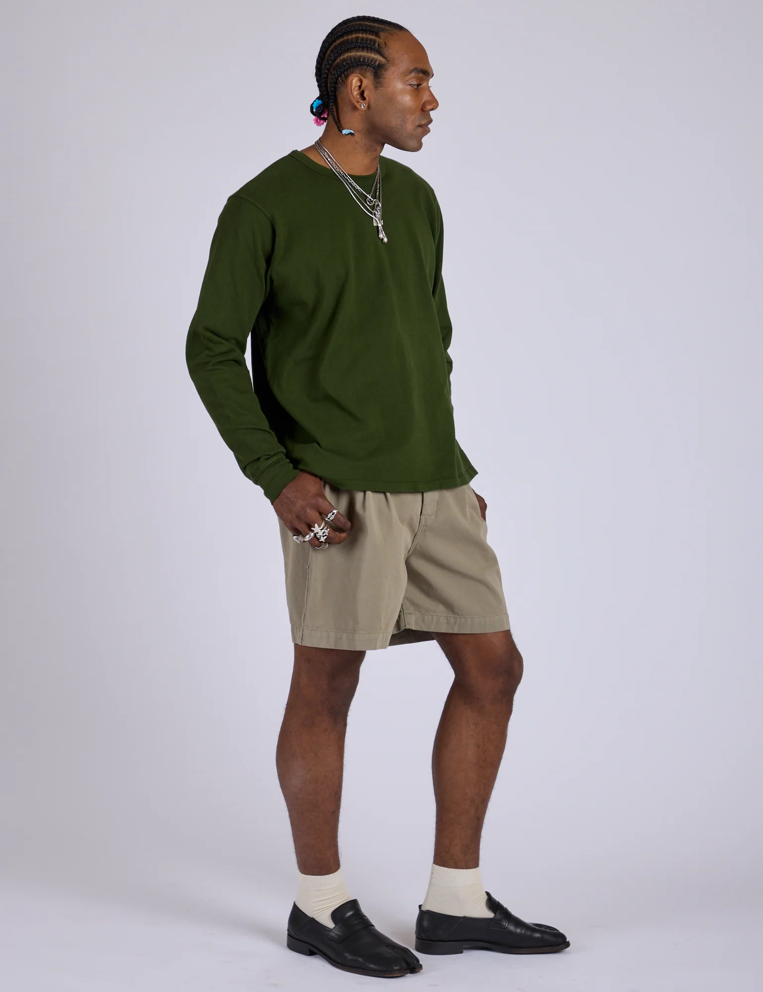 Pleated Trouser Shorts - Khaki Grey - Image 20