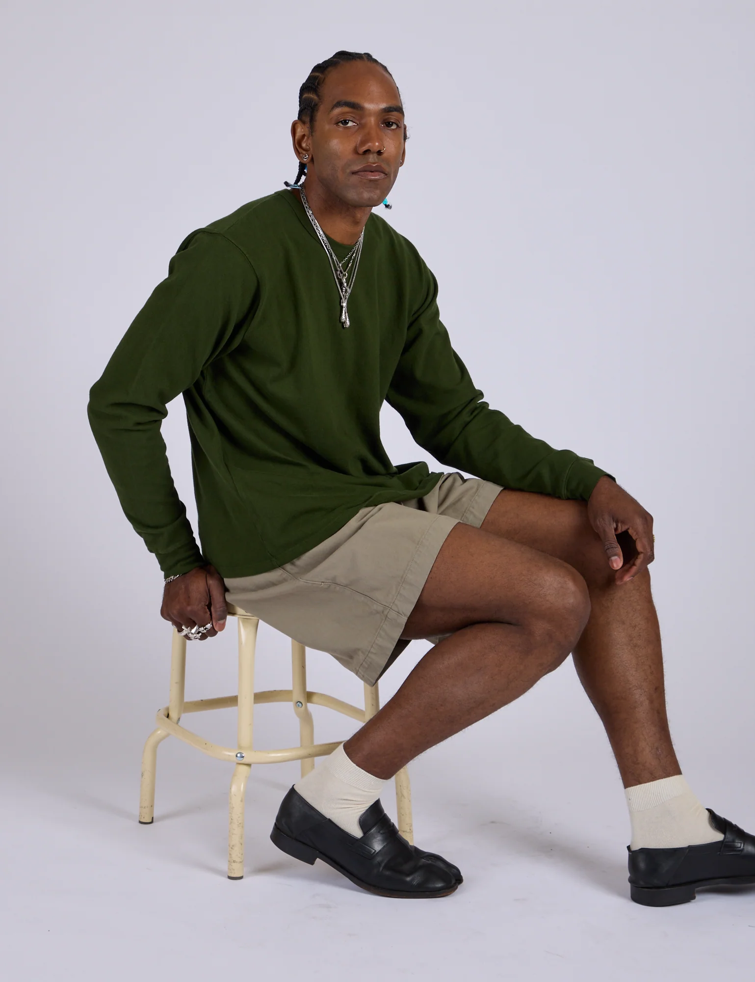 Pleated Trouser Shorts - Khaki Grey - Image 24