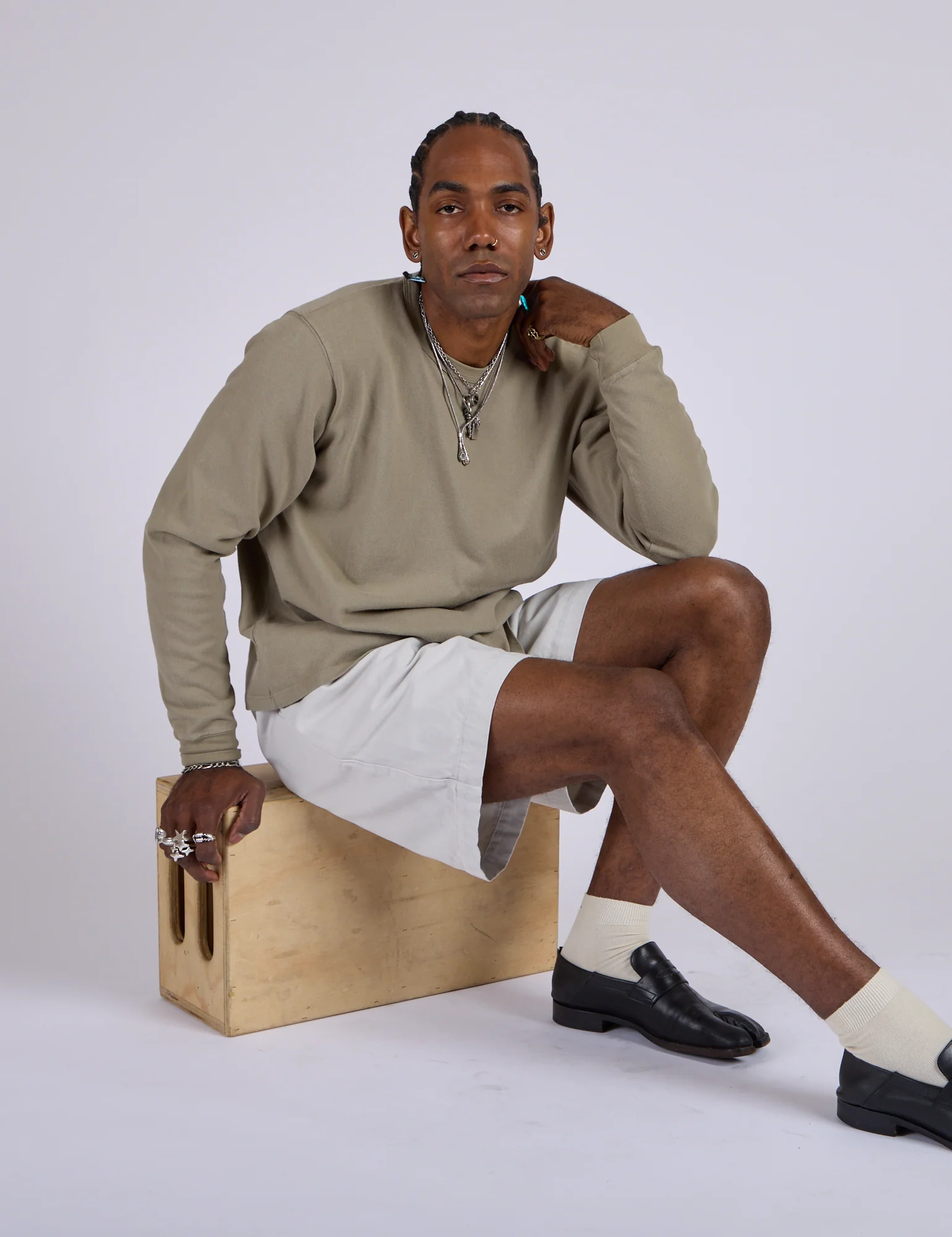 Pleated Trouser Shorts - Dishwater White - Image 20