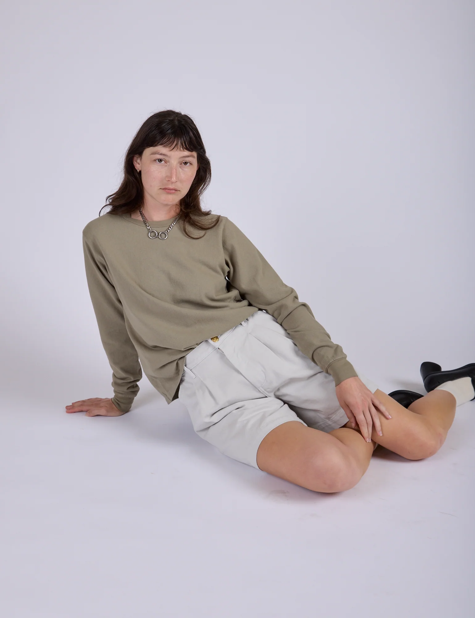 Pleated Trouser Shorts - Dishwater White - Image 8