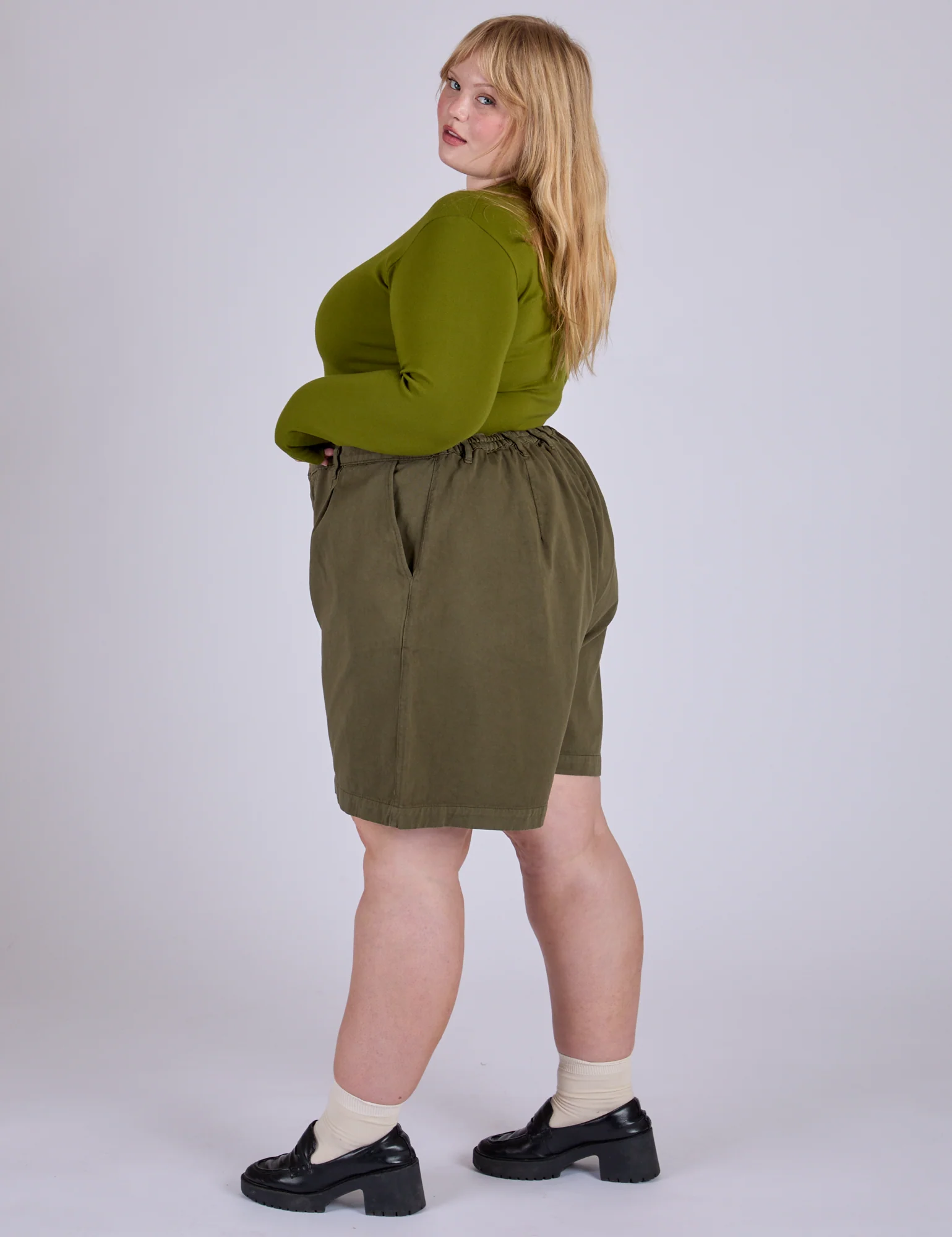 Pleated Trouser Shorts - Surplus Green - Image 11