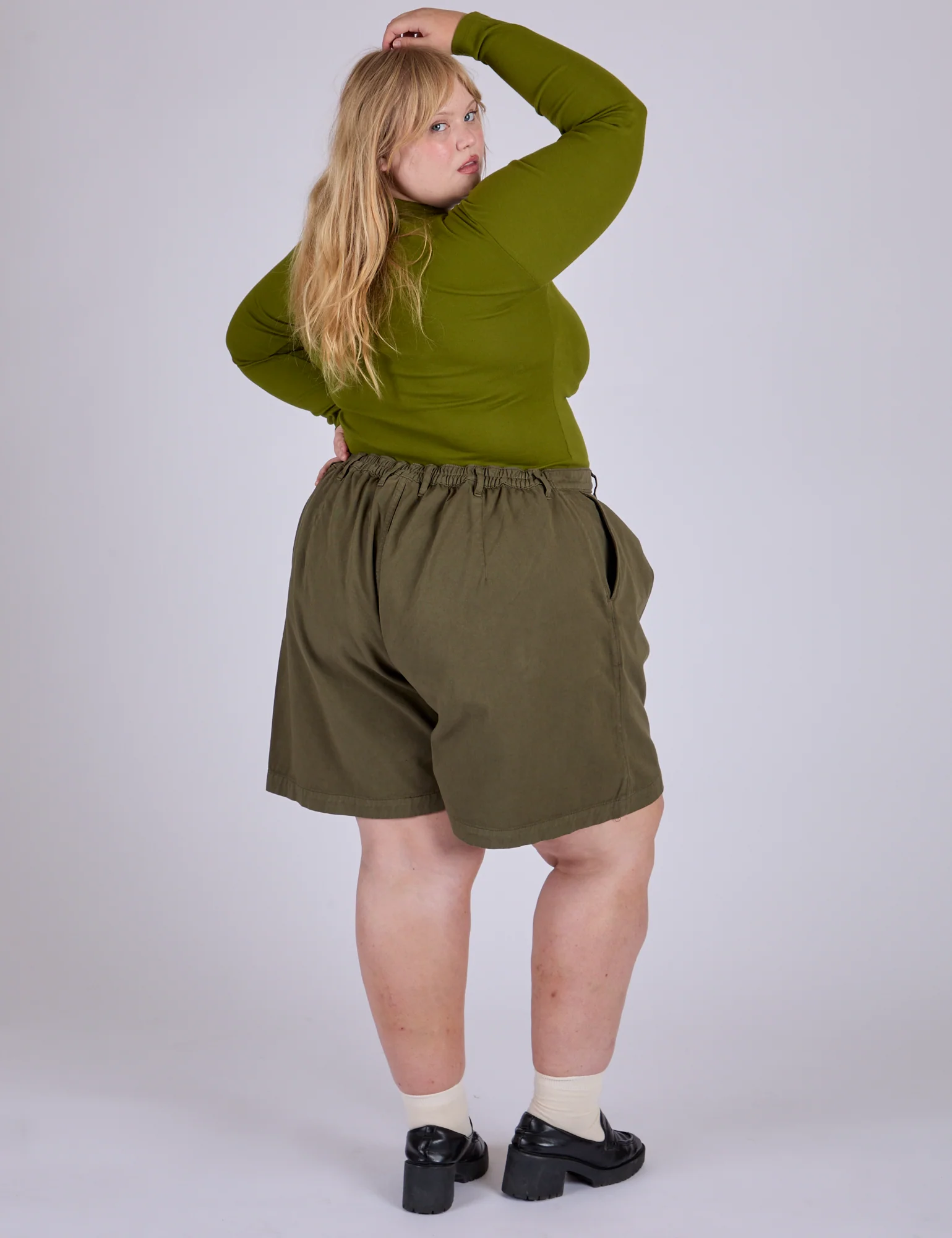 Pleated Trouser Shorts - Surplus Green - Image 13