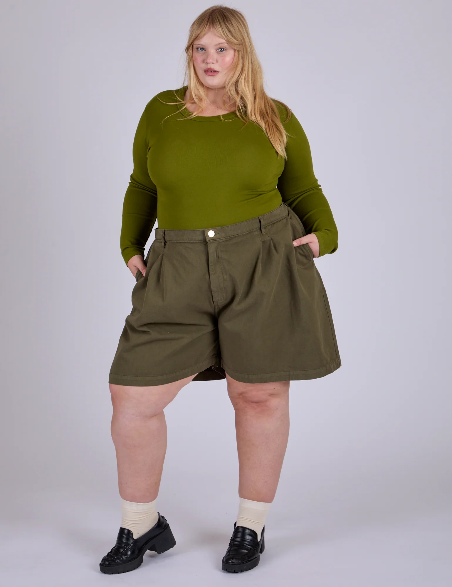 Pleated Trouser Shorts - Surplus Green - Image 14
