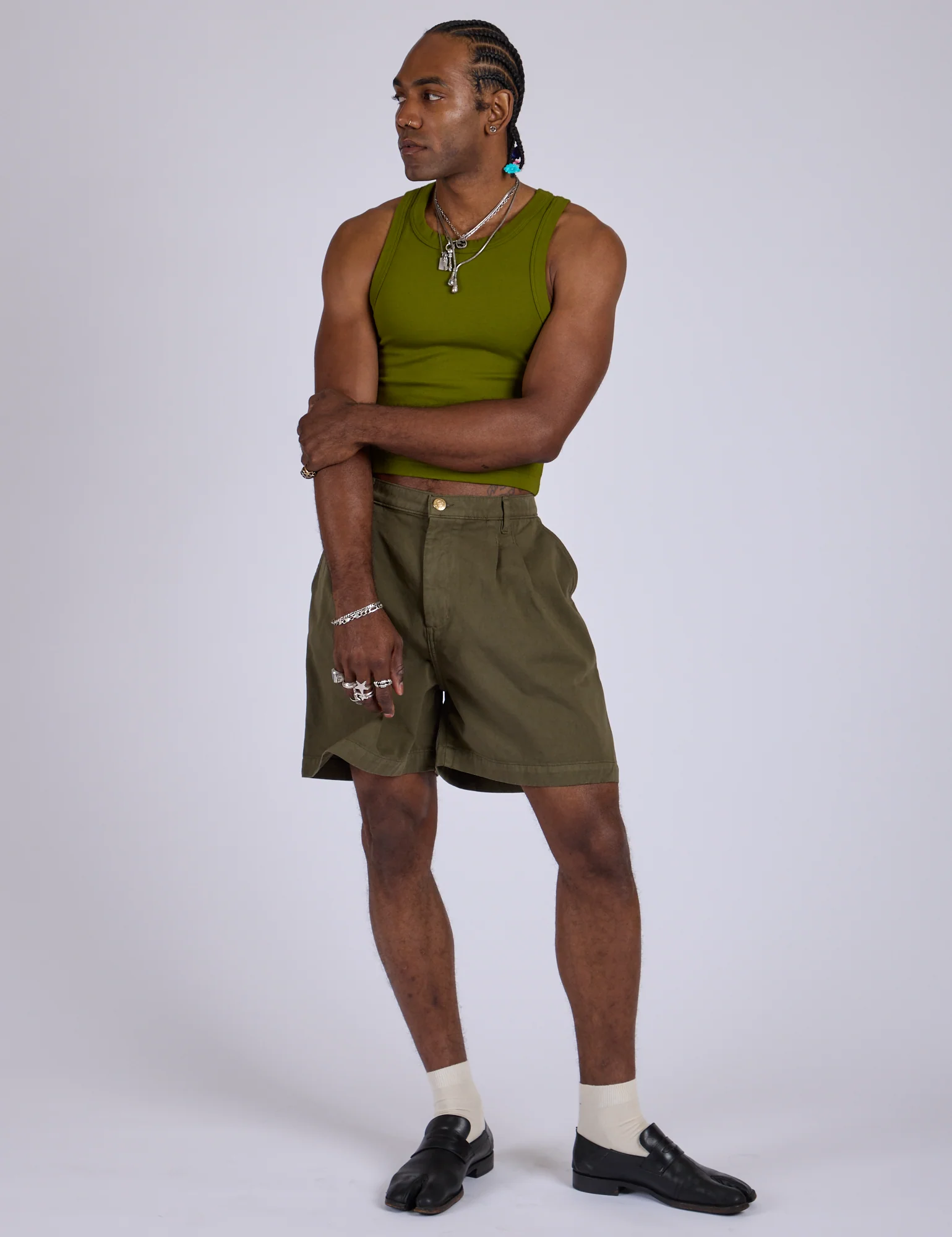 Pleated Trouser Shorts - Surplus Green - Image 16