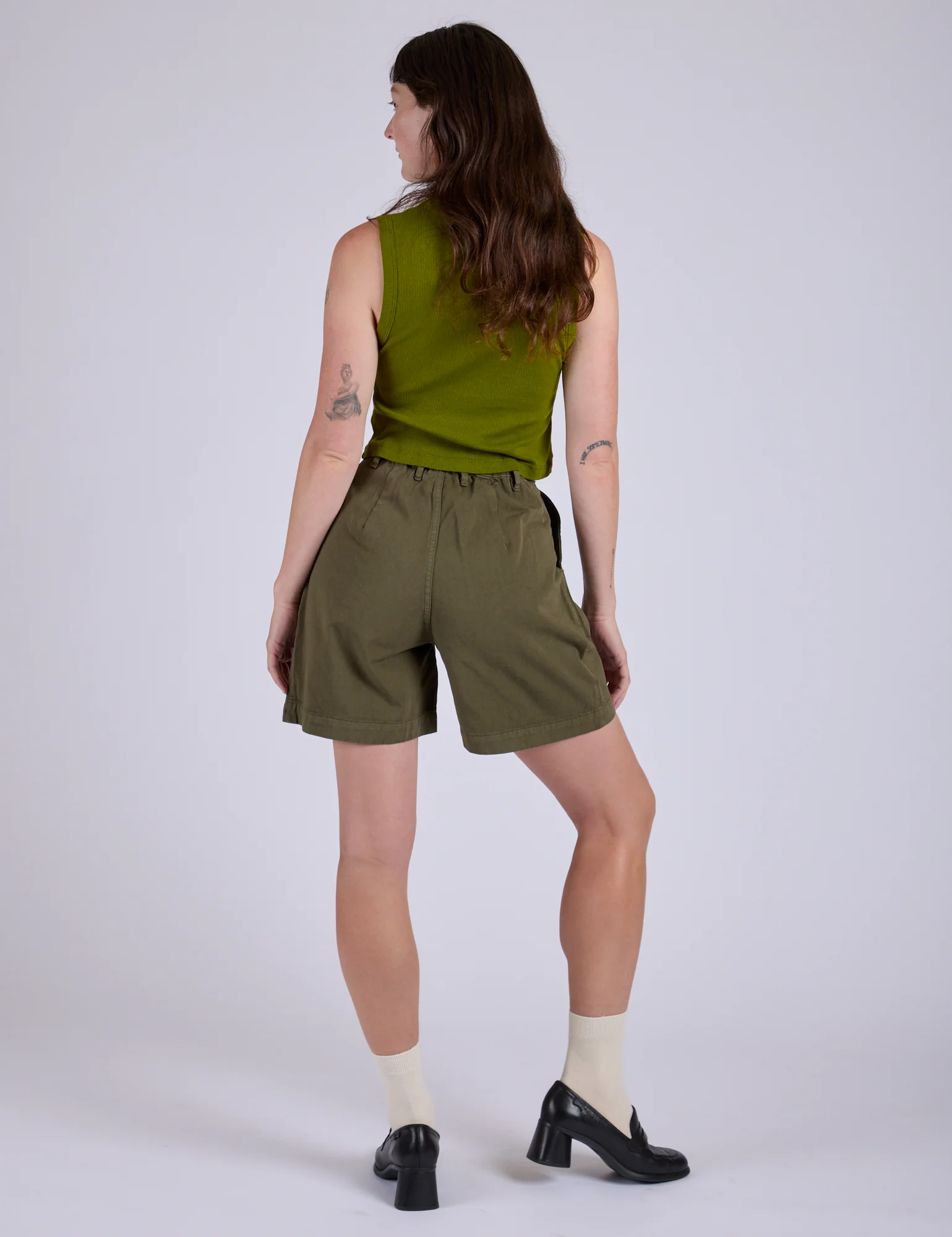 Pleated Trouser Shorts - Surplus Green - Image 7