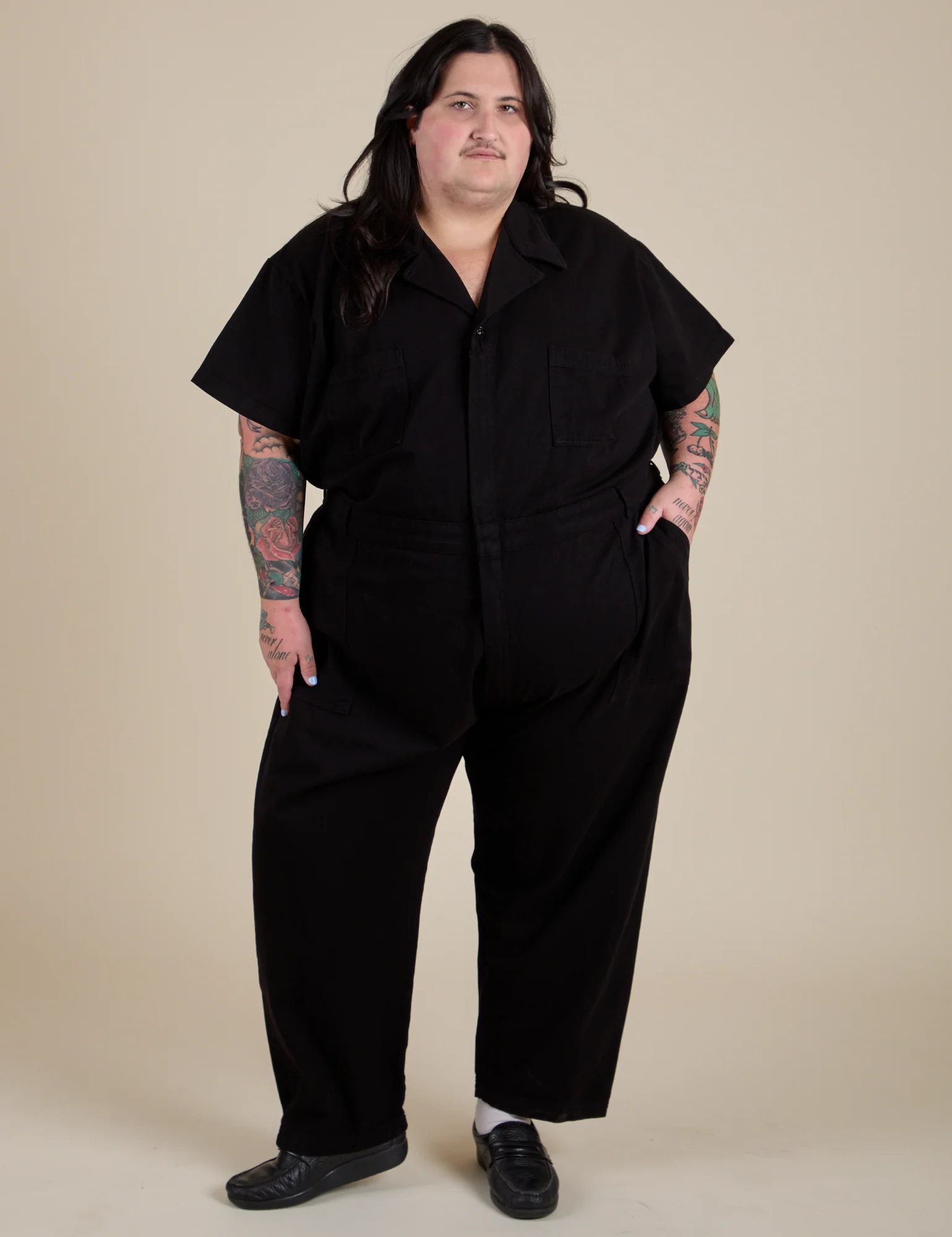 Short Sleeve Jumpsuit - Basic Black - Image 10