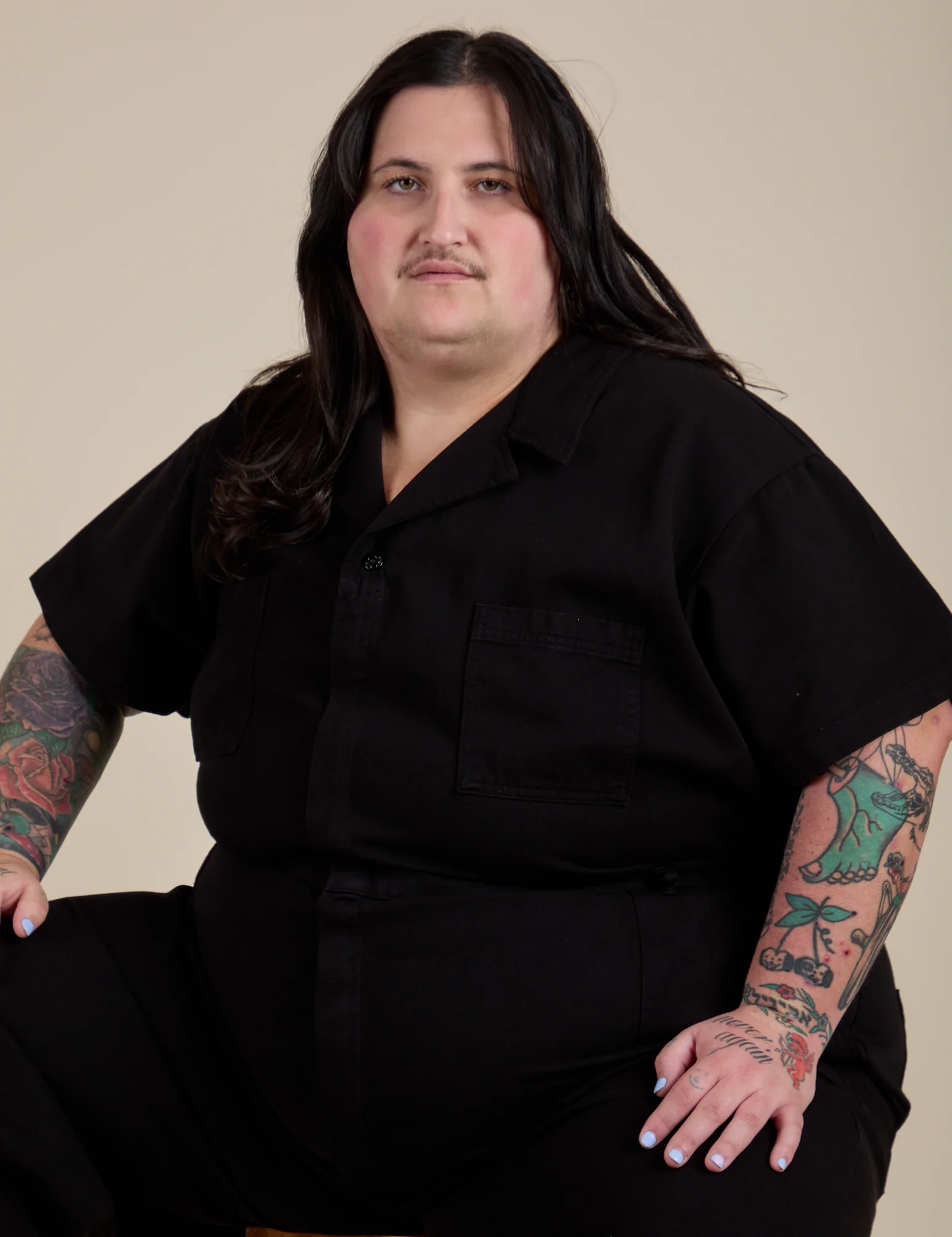 Short Sleeve Jumpsuit - Basic Black - Image 13