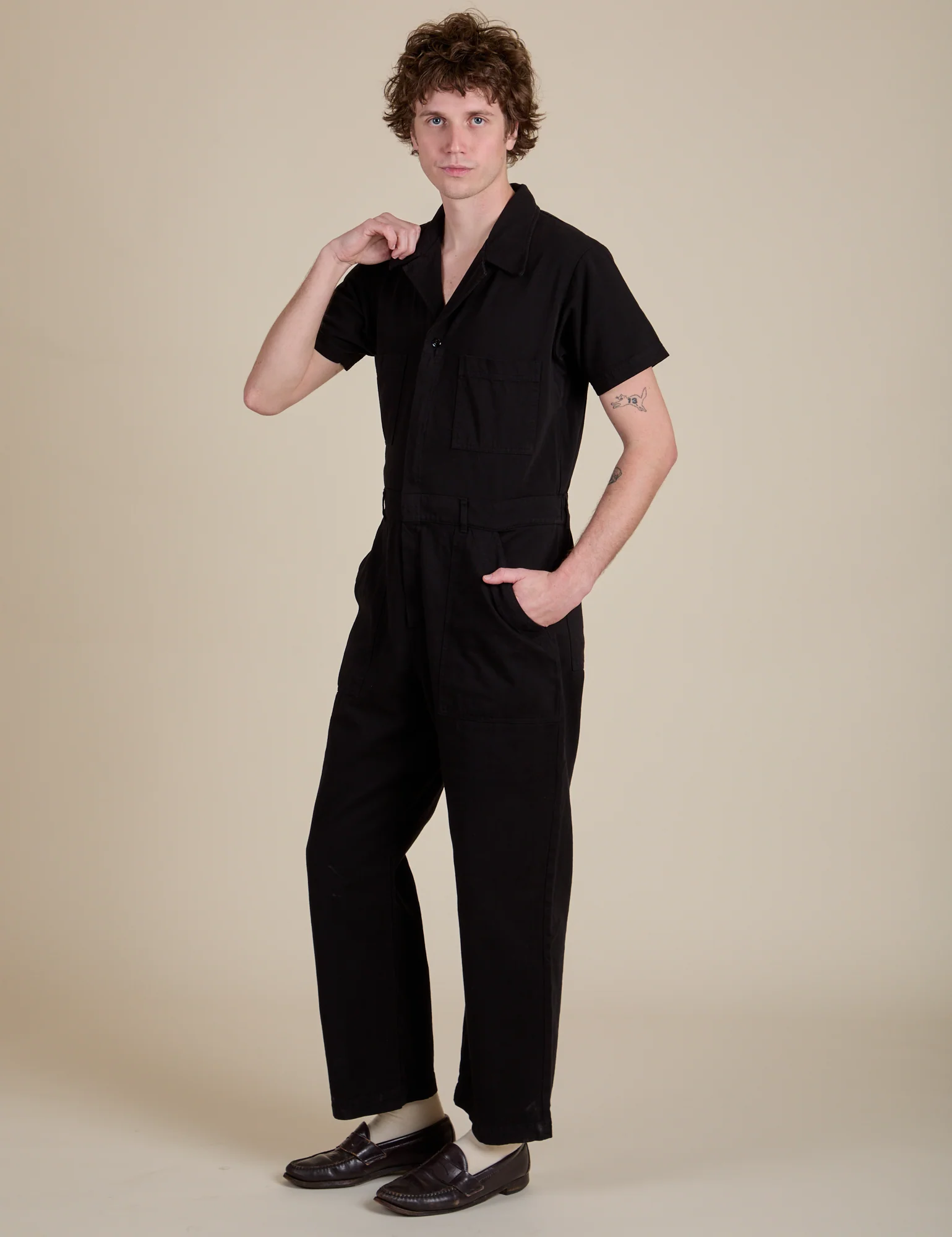Short Sleeve Jumpsuit - Basic Black - Image 17