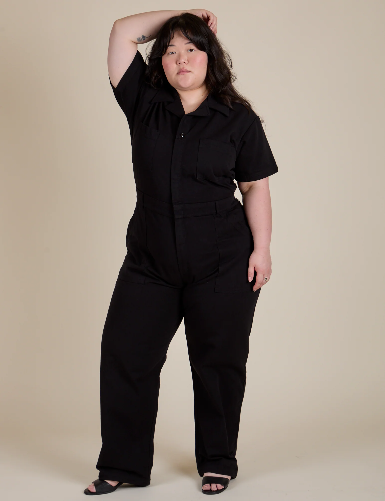 Short Sleeve Jumpsuit - Basic Black - Image 22