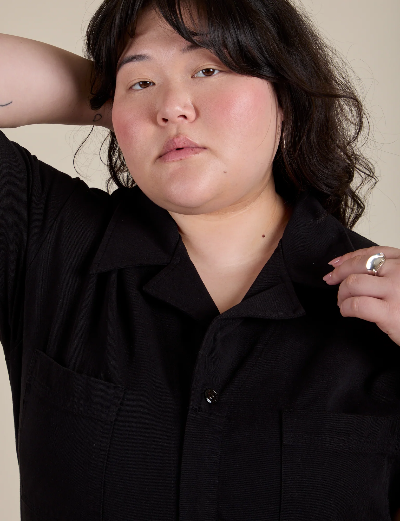 Short Sleeve Jumpsuit - Basic Black - Image 23