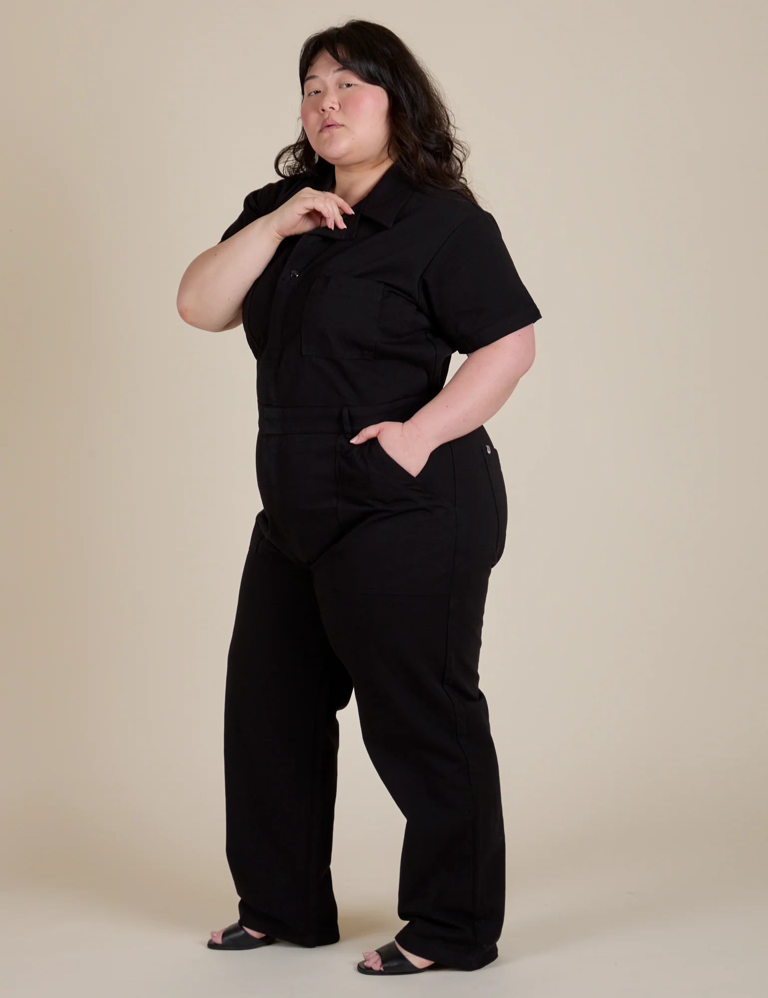 Short Sleeve Jumpsuit - Basic Black - Image 24