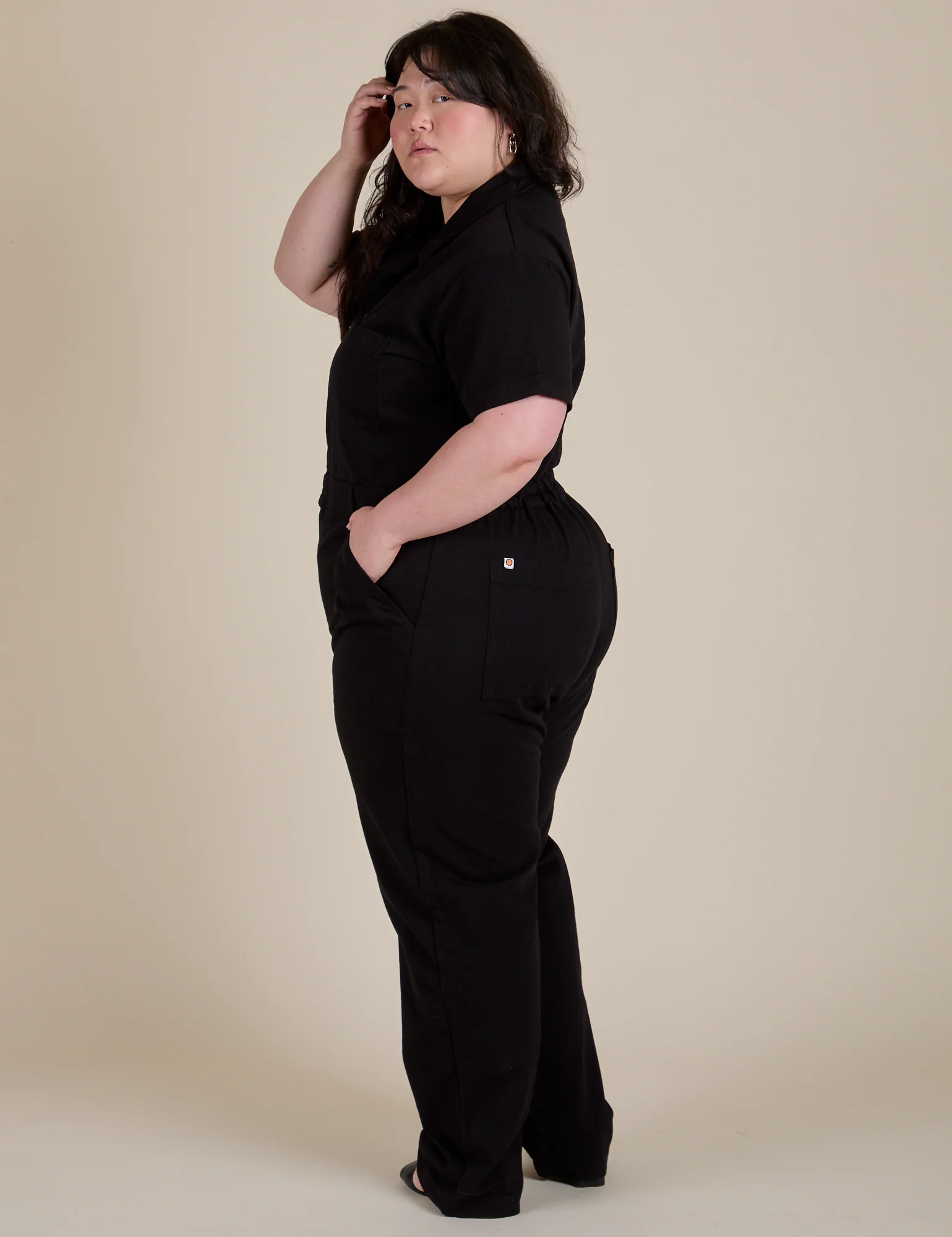 Short Sleeve Jumpsuit - Basic Black - Image 26