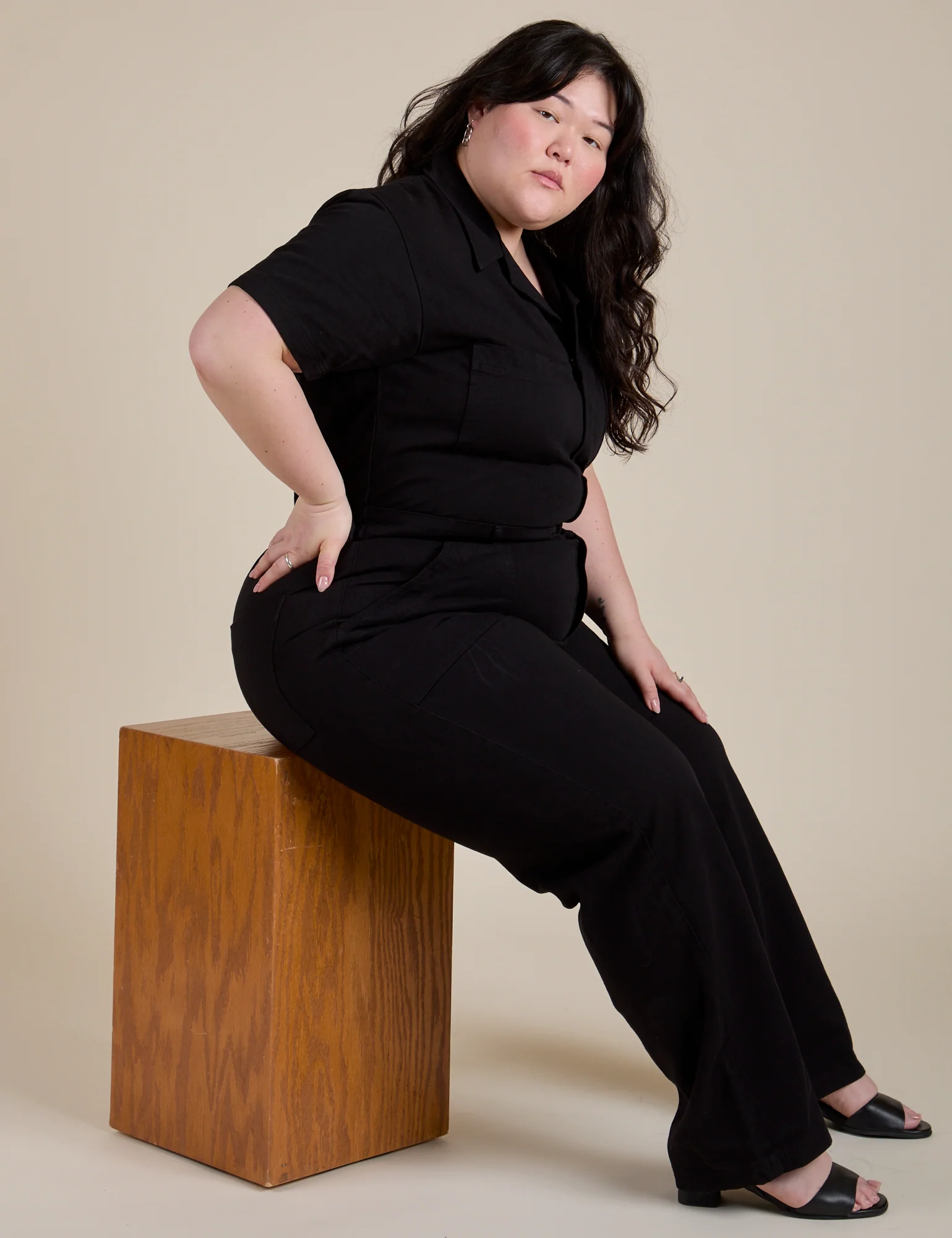 Short Sleeve Jumpsuit - Basic Black - Image 30