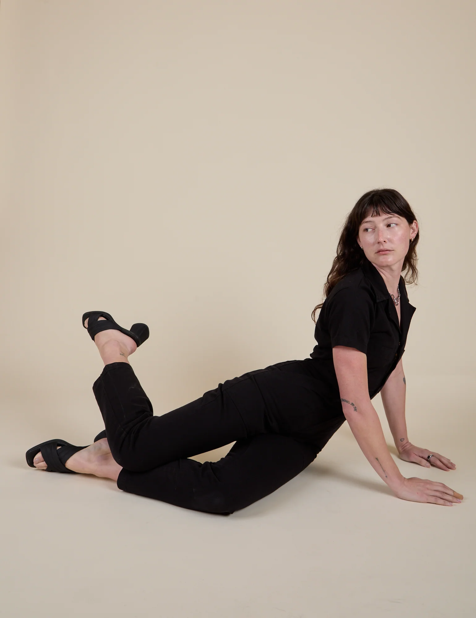 Short Sleeve Jumpsuit - Basic Black - Image 9