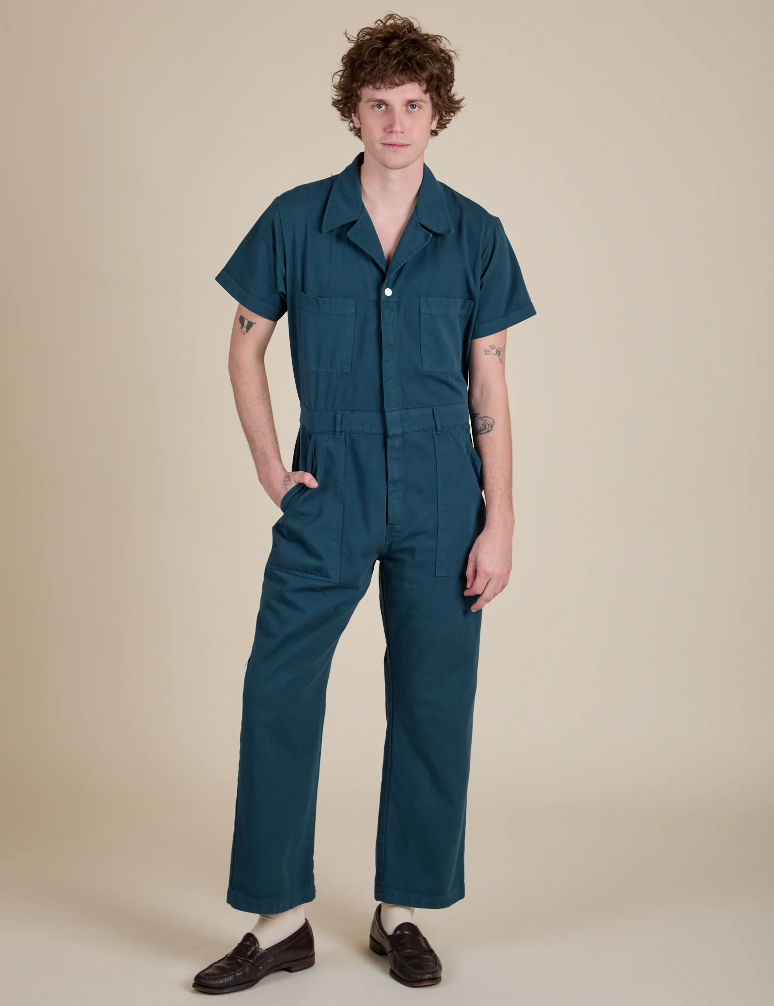 Short Sleeve Jumpsuit - Lagoon