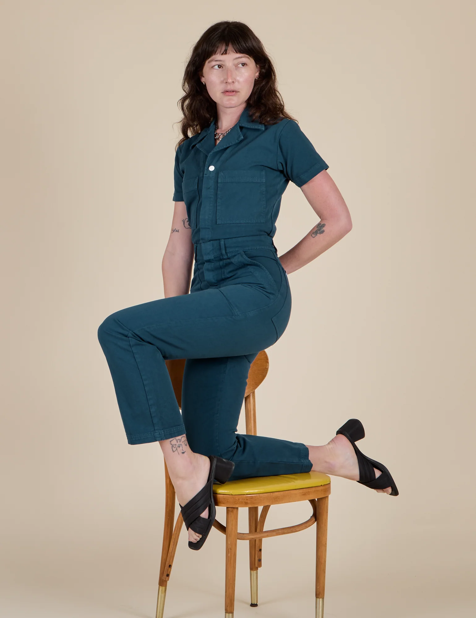Short Sleeve Jumpsuit - Lagoon - Image 20