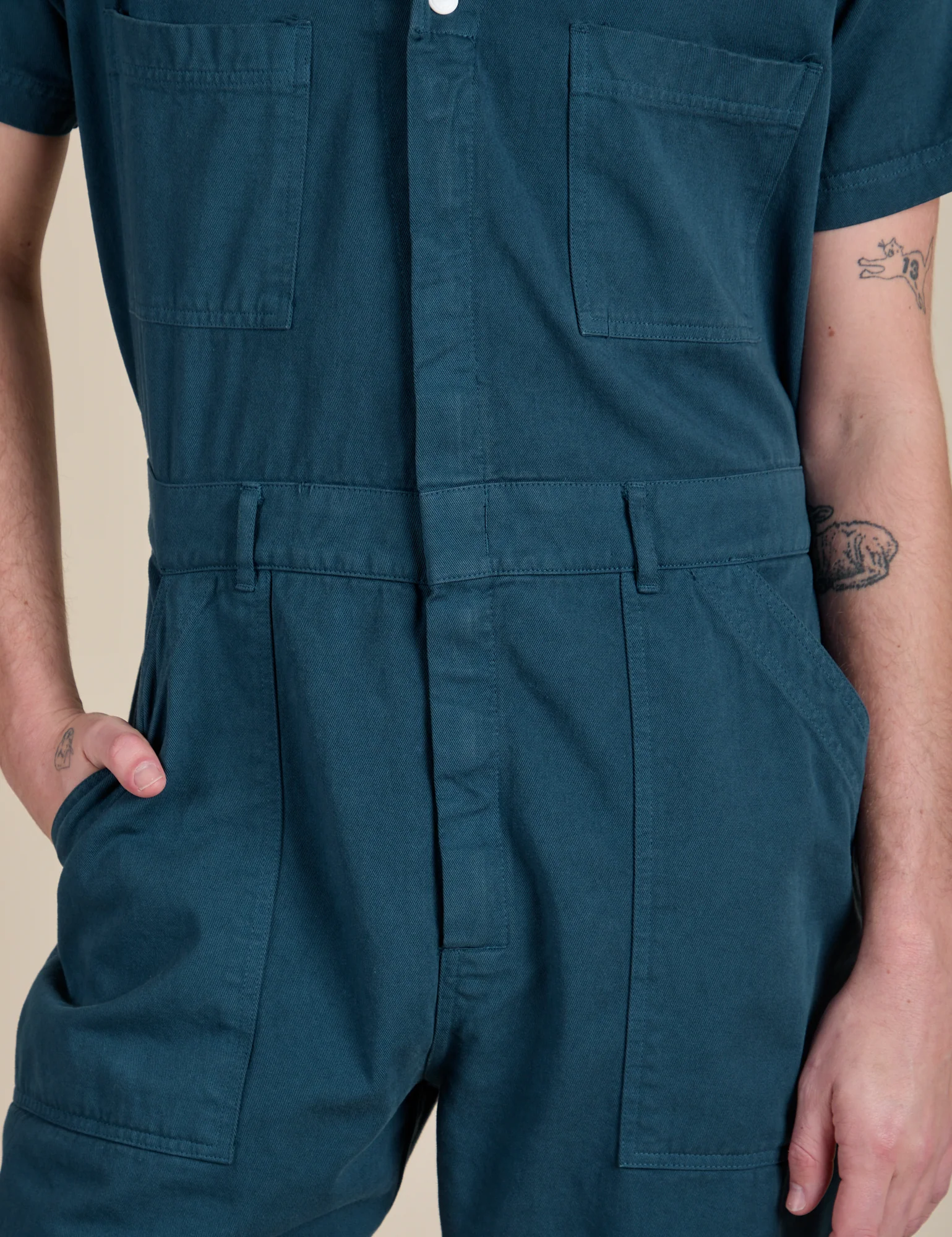 Short Sleeve Jumpsuit - Lagoon - Image 3